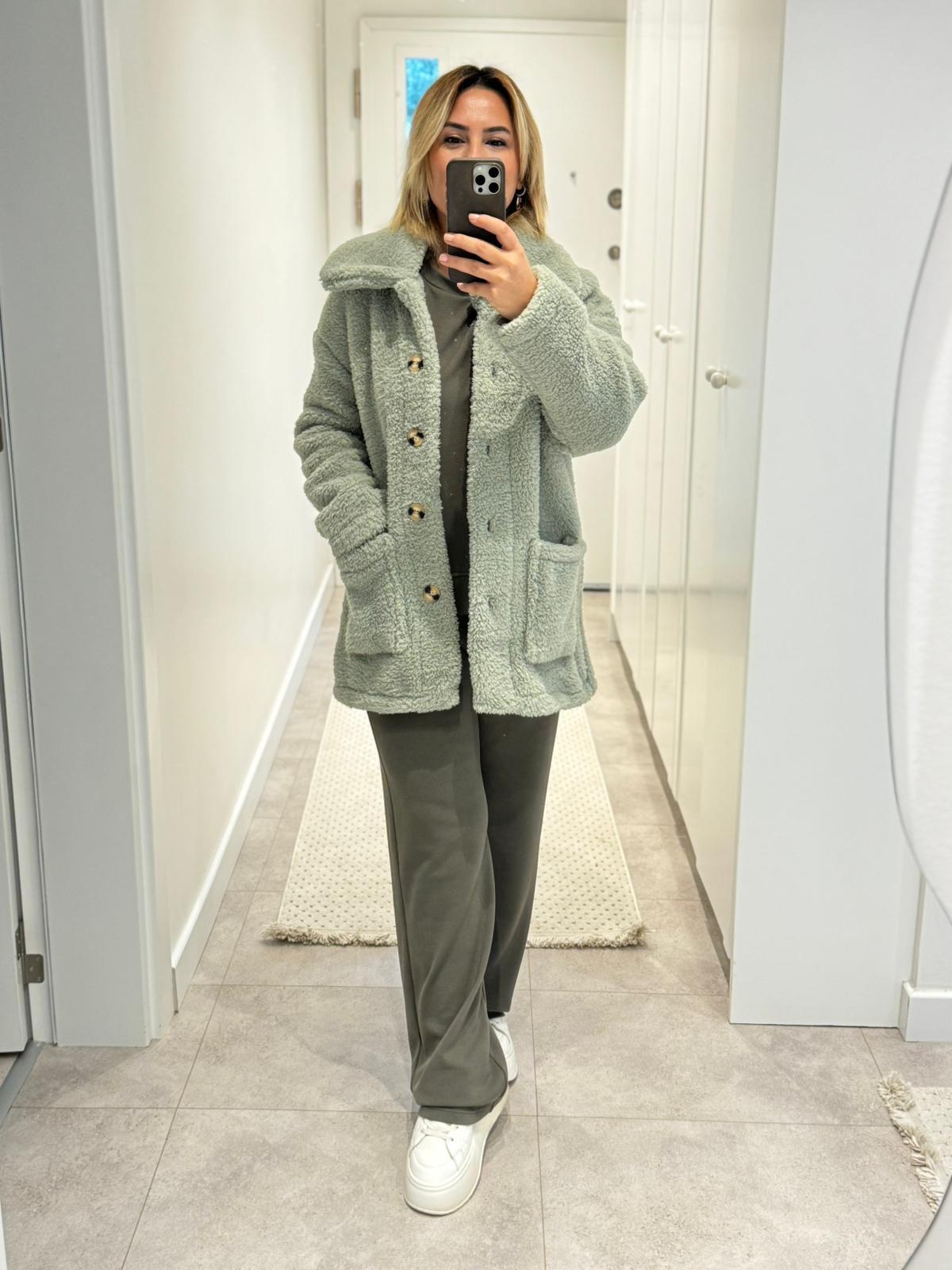 7131 Mint Peluş Mont