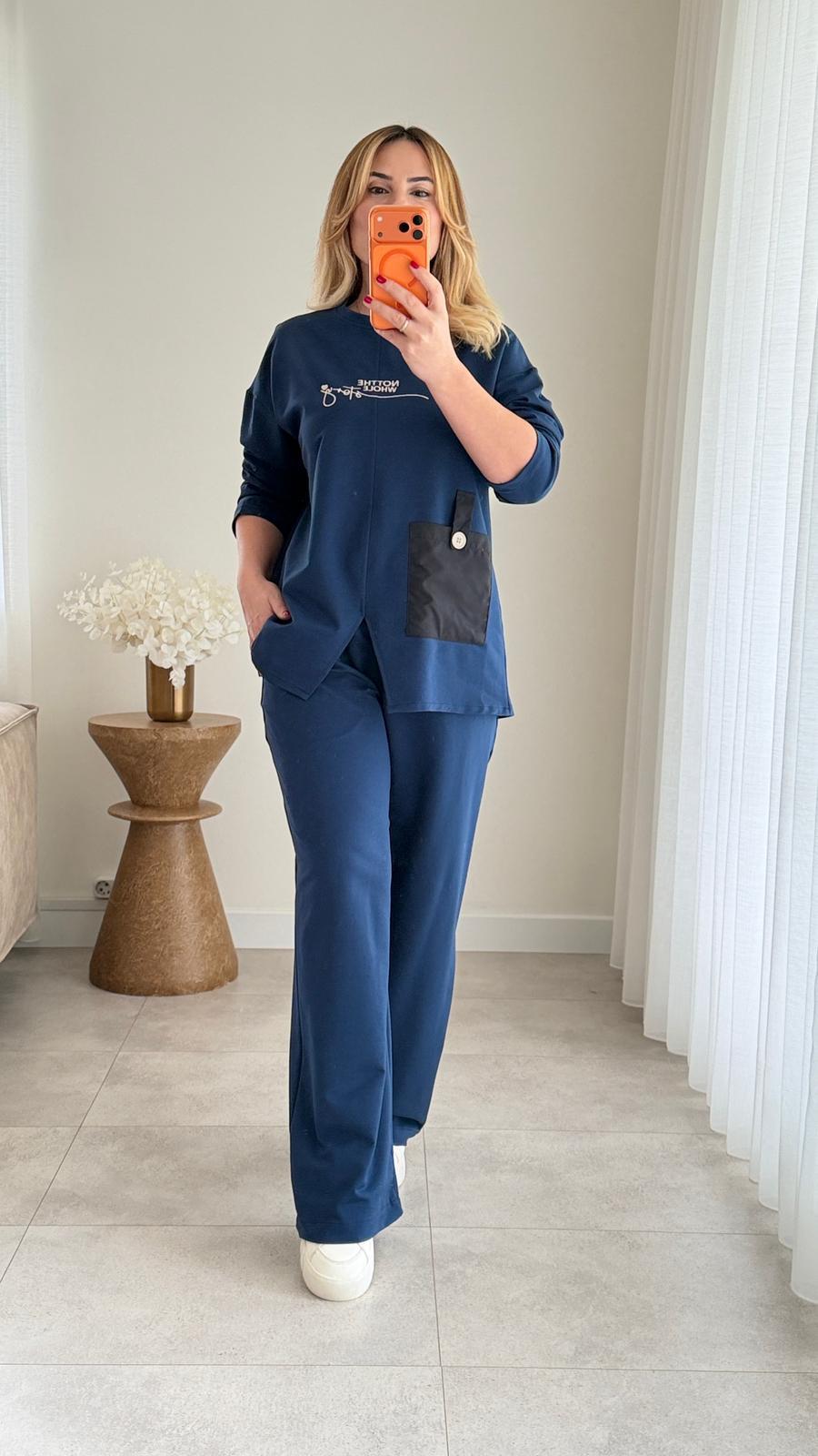 8906 Lacivert Paraşüt Cep Detay Eşofman Takımı