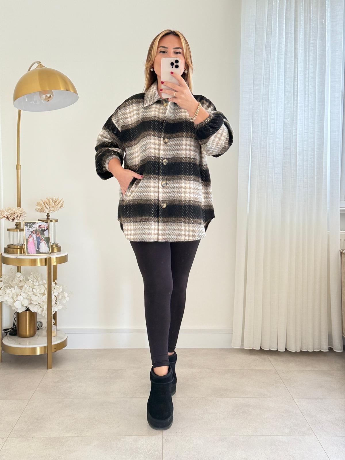 8686 Camel Siyah Oduncu Ceket