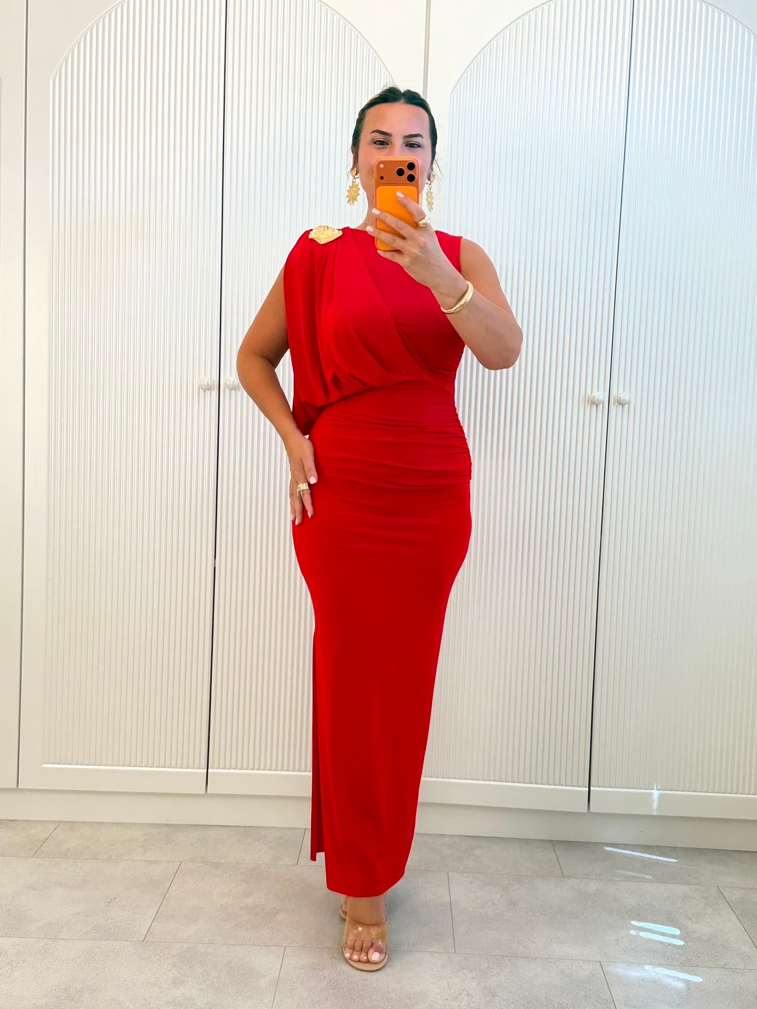 9618 Broşlu Drape Detay Elbise
