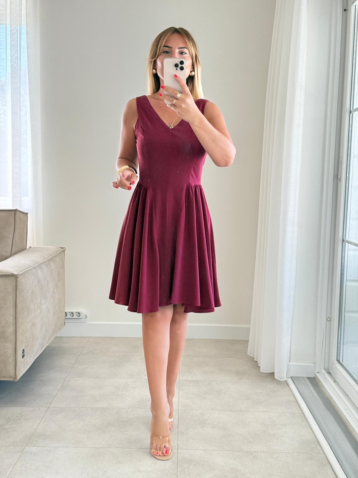 8316 Bordo Lyocell Elbise