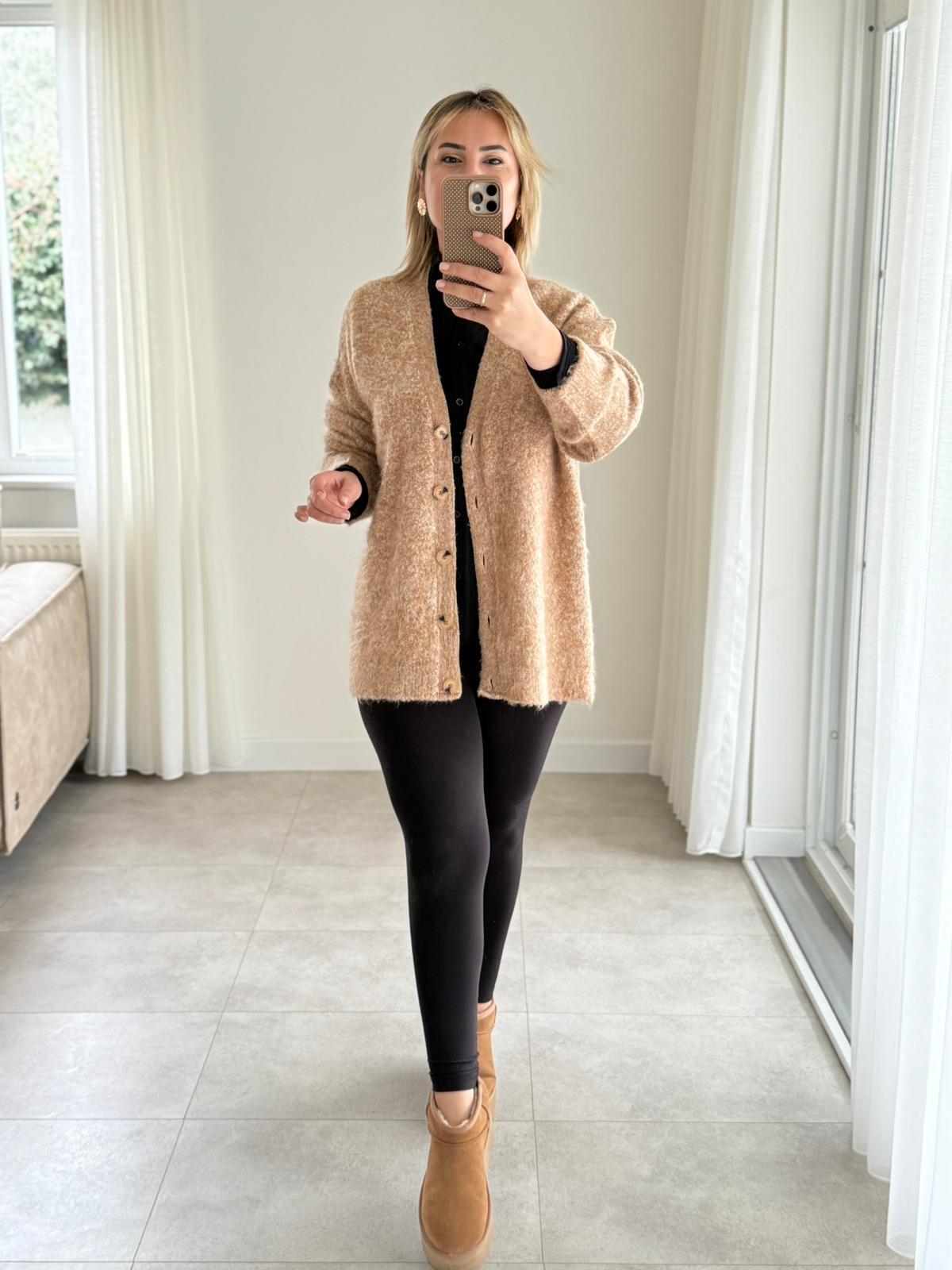 7296 Sütlü Kahve Buklet Hırka