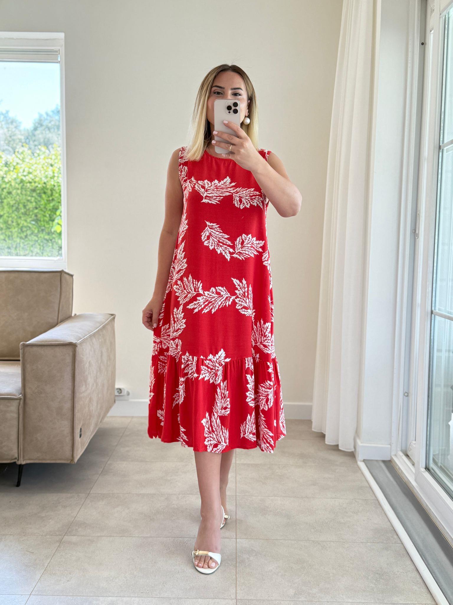 7885 Nar Beyaz Kolsuz Elbise