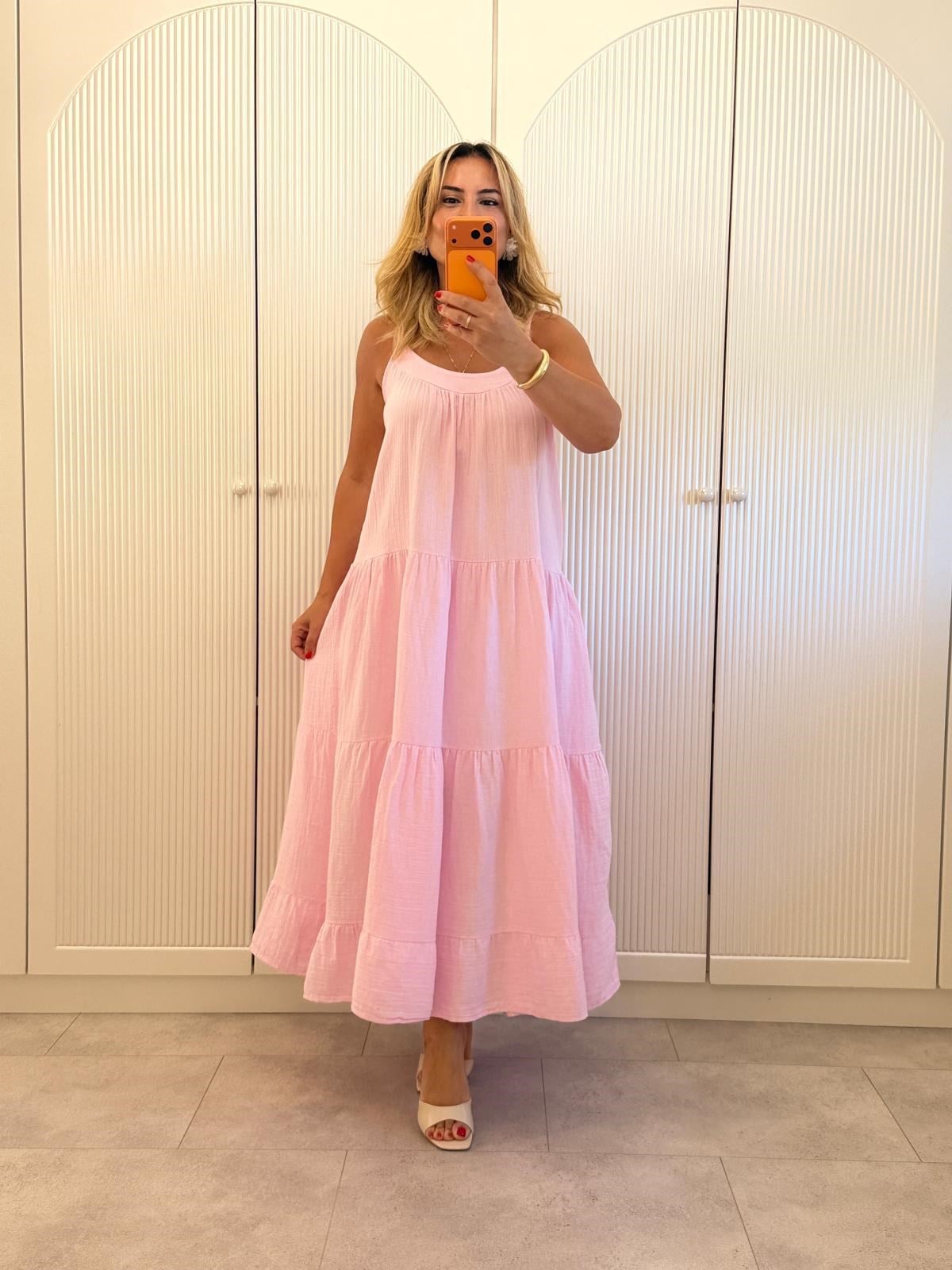 9478 Pembe Premium Askılı Salaş Elbise