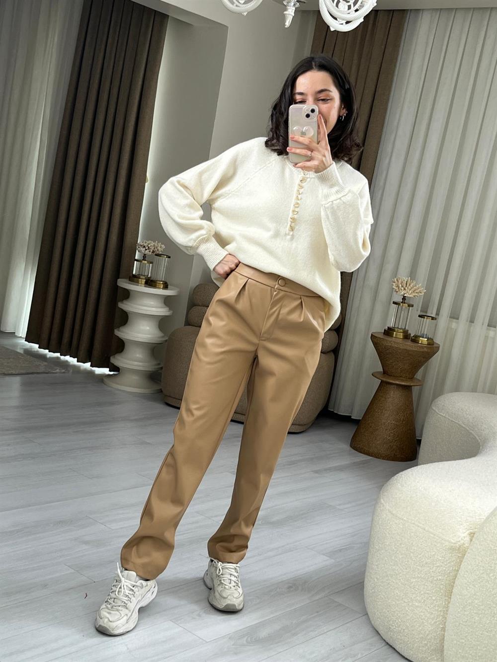 KAHVE DERİ PANTOLON