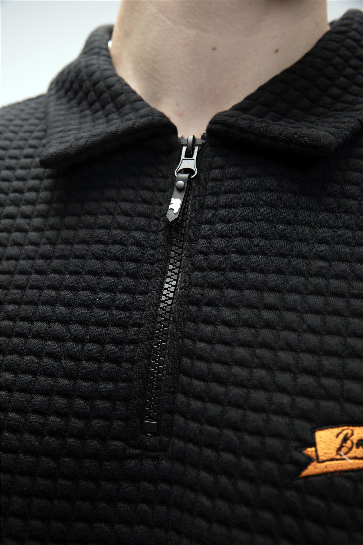Diez Si̇yah Yarım Fermuarlı Erkek Sweatshirt