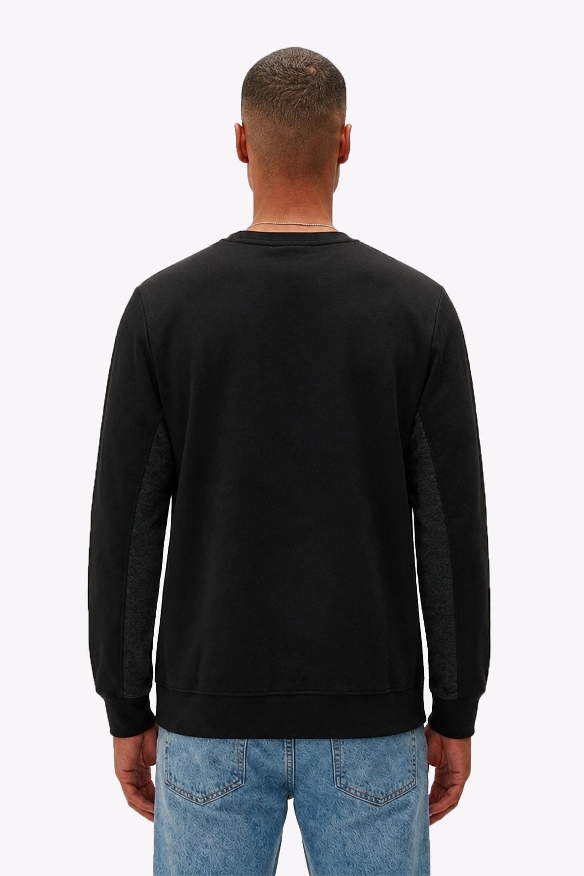 Tune Siyah Ters Şerit Detay Erkek Sweatshirt