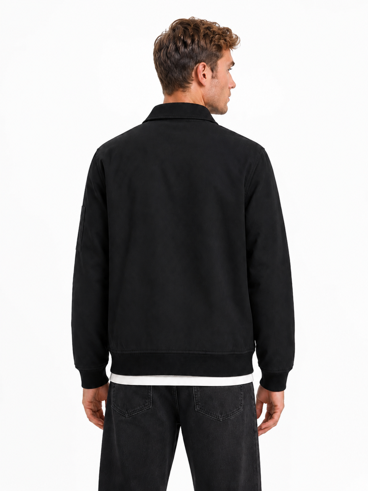 Collar Siyah Kadife Yaka Fermuarlı Erkek Ceket
