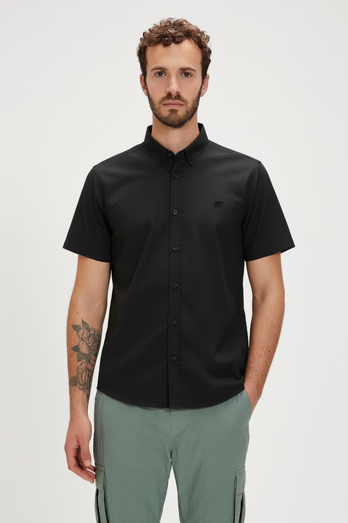 PLANT BASIC SHIRT BASIC SHIRT SİYAH DÜĞMELİ MAN SHIRT PLANT BASIC SHIRTPLANT BASIC SHIRT