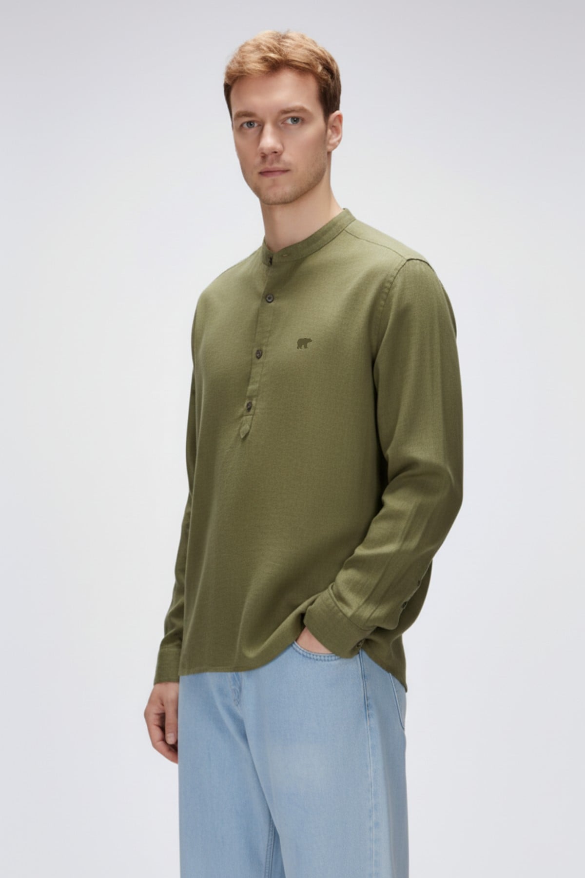 GUIDE SHIRT BASIC SHIRT SOLUK YEŞİL DÜĞMELİ MAN SHIRT GUIDE SHIRTGUIDE SHIRT