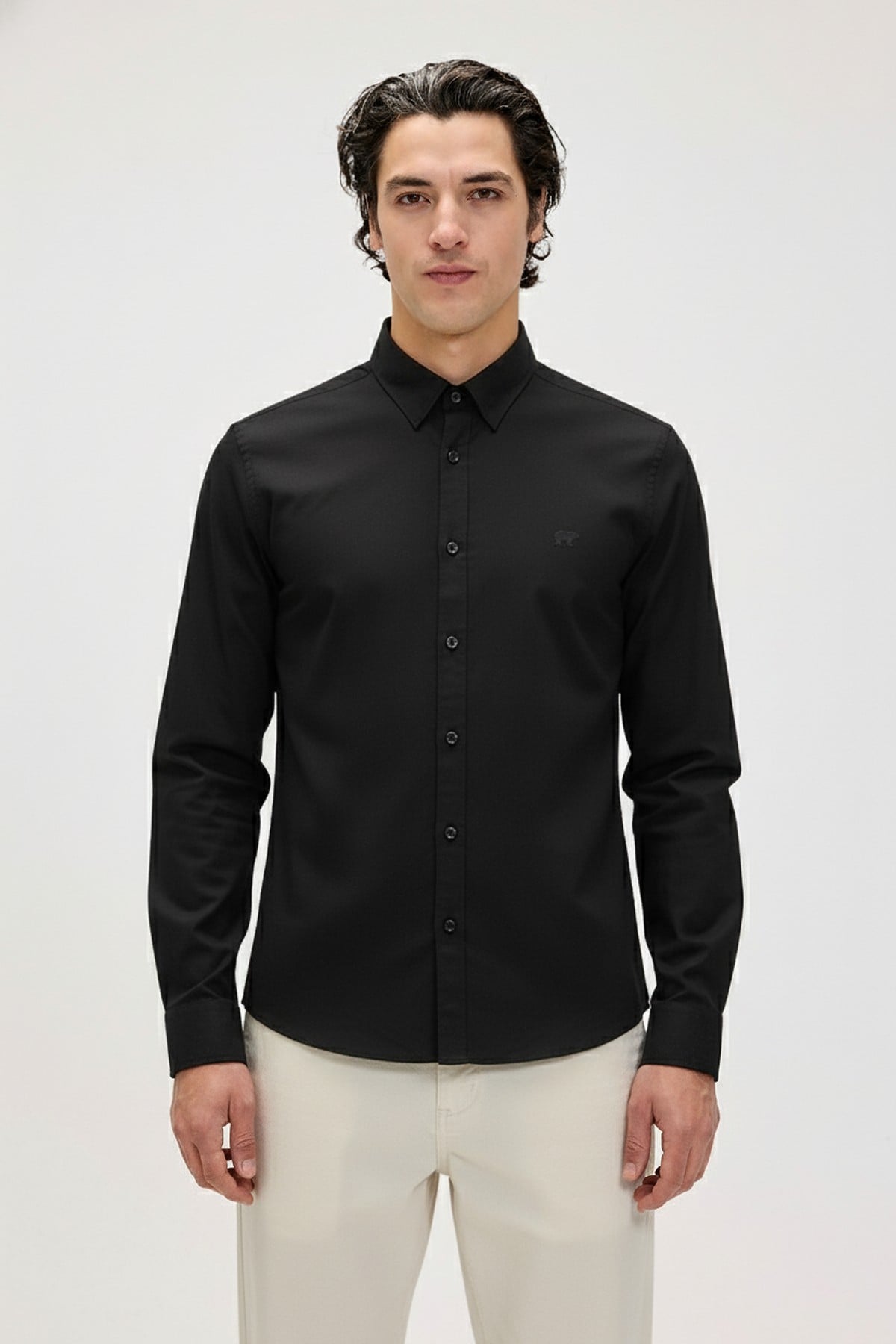 VICTOR BASIC SHIRT BASIC SHIRT SİYAH DÜĞMELİ MAN SHIRT VICTOR BASIC SHIRTVICTOR BASIC SHIRT
