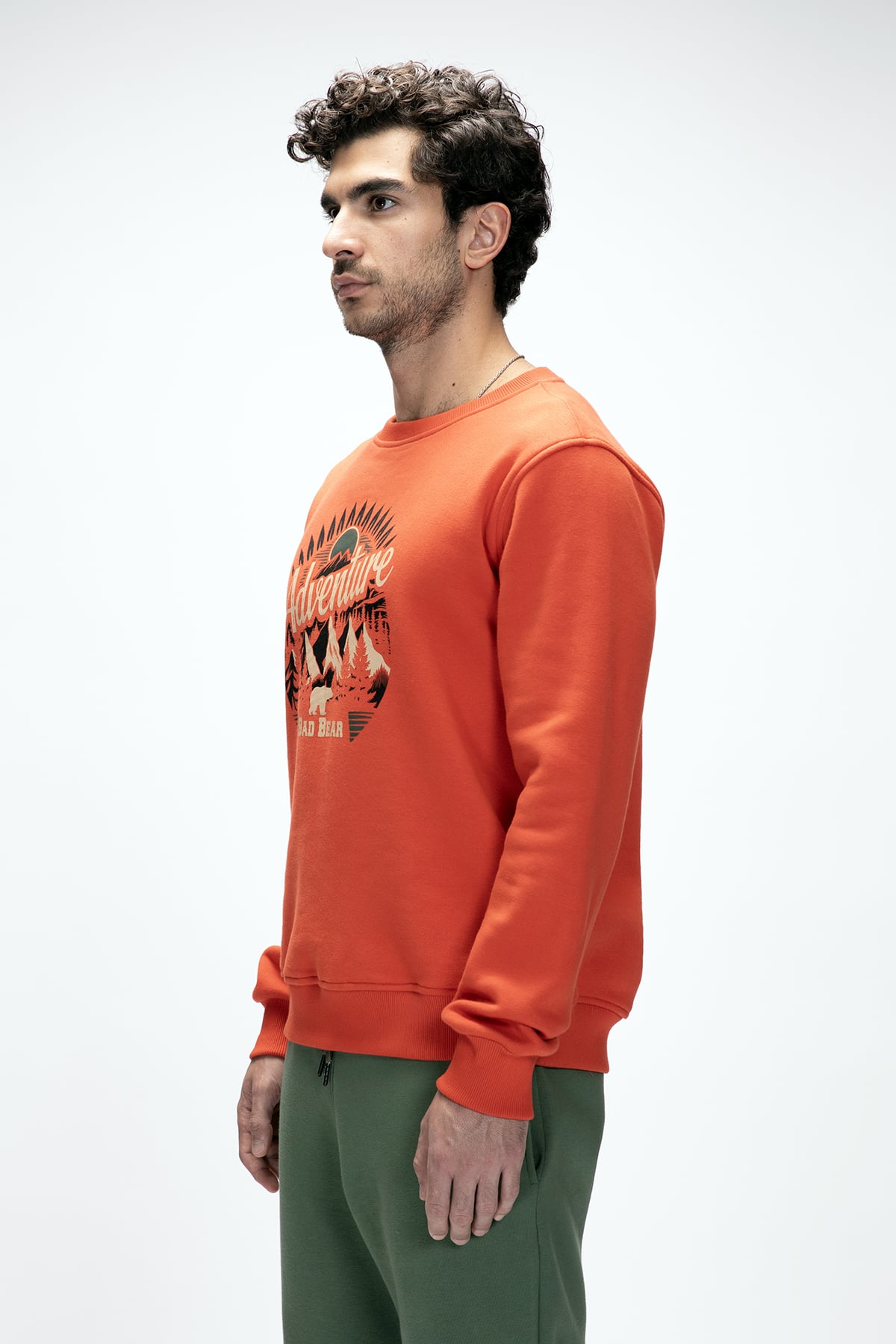 Adventure Tarçın Crewneck Erkek Baskılı Sweatshirt