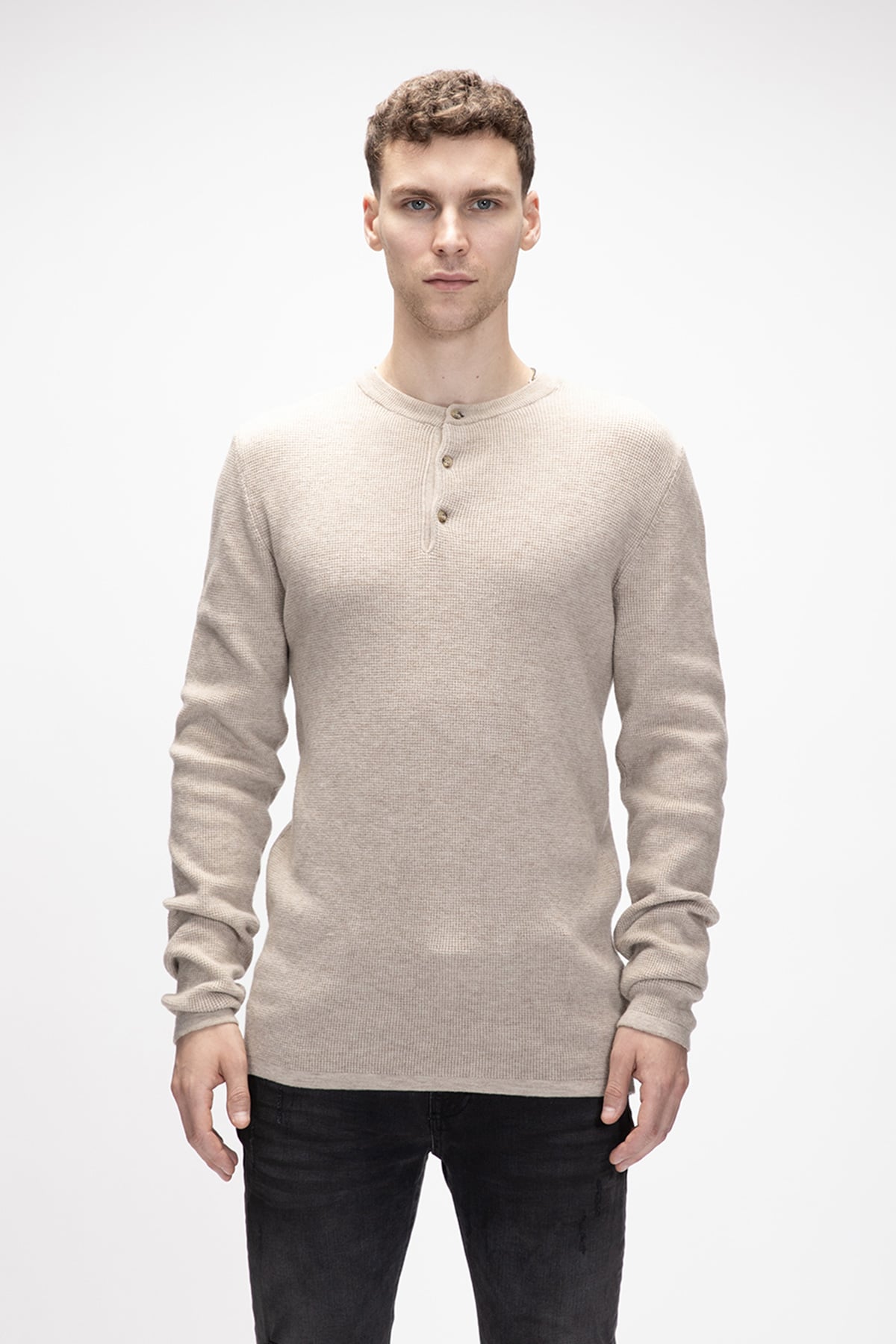 Moreno Bej Bisiklet Yaka Erkek Triko Kazak