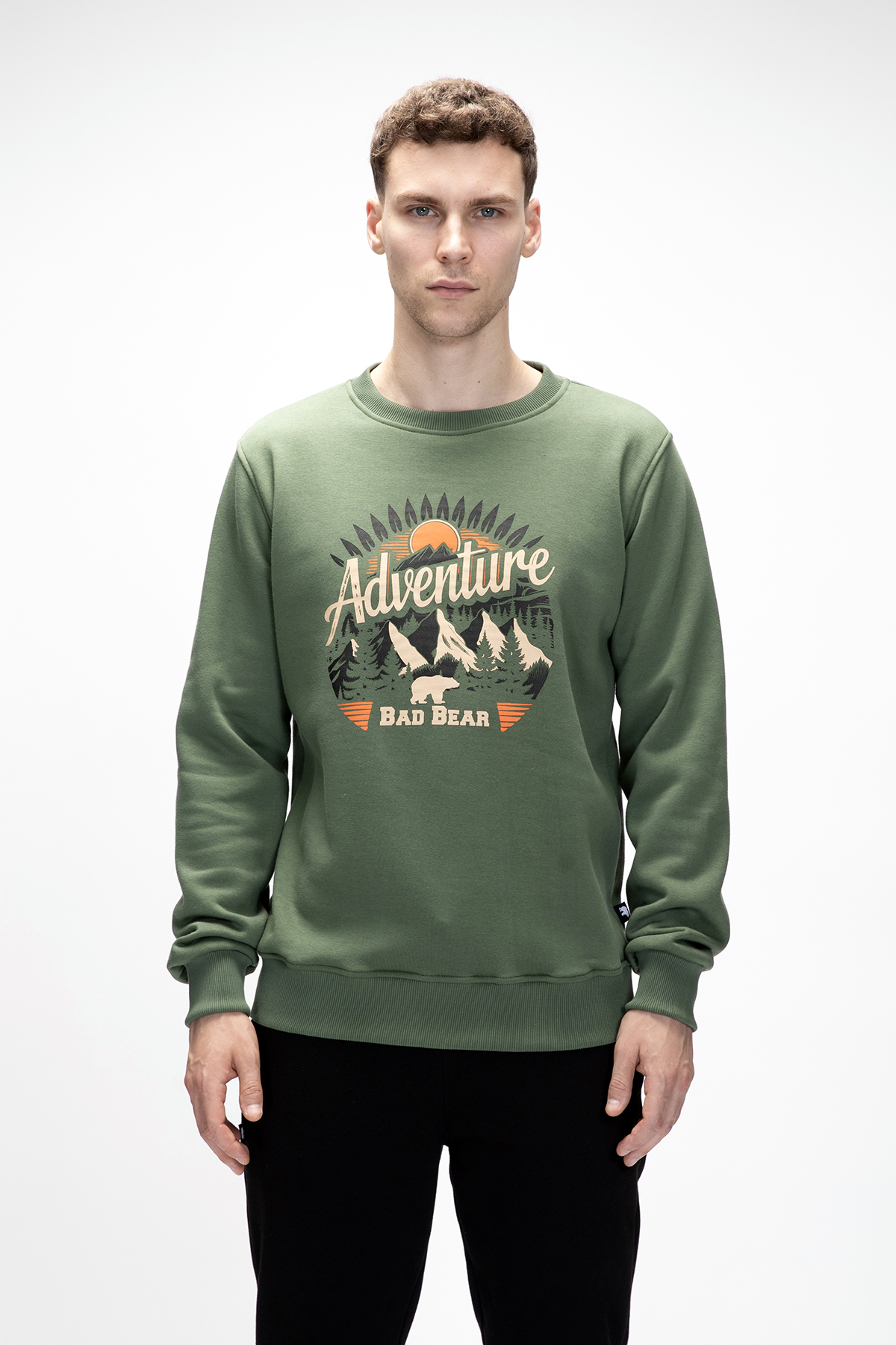Adventure Soluk Yeşi̇l Crewneck Erkek Baskılı Sweatshirt