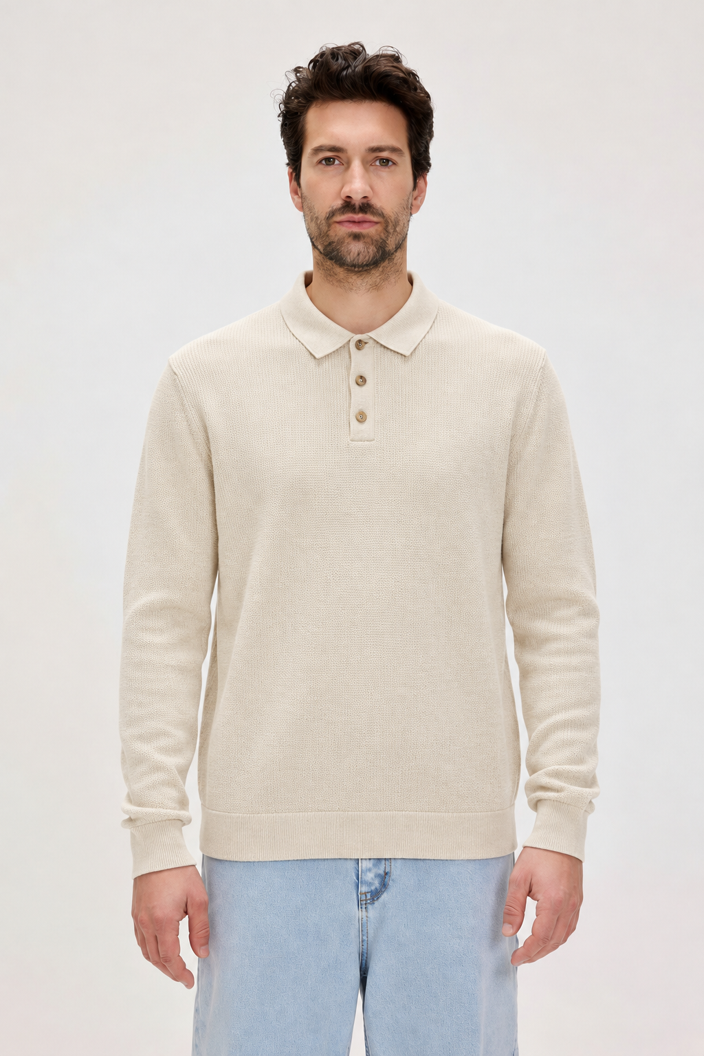 Dad Marshmallow Polo Yaka Erkek Triko Kazak