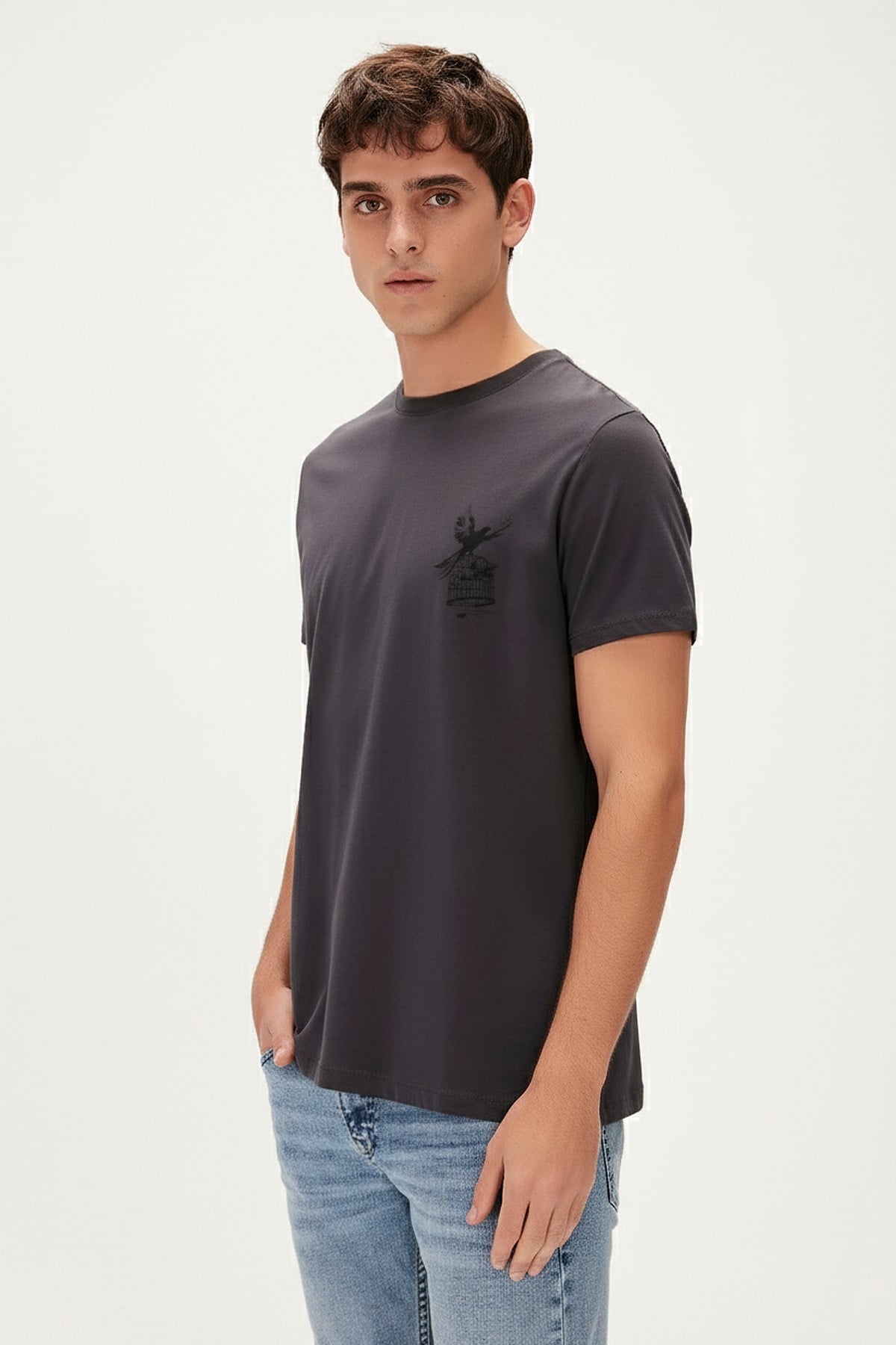 FISH DREAM T-SHIRT PRINTED T-SHIRT ANTRASİT  MAN T-SHIRT FISH DREAM T-SHIRTFISH DREAM T-SHIRT