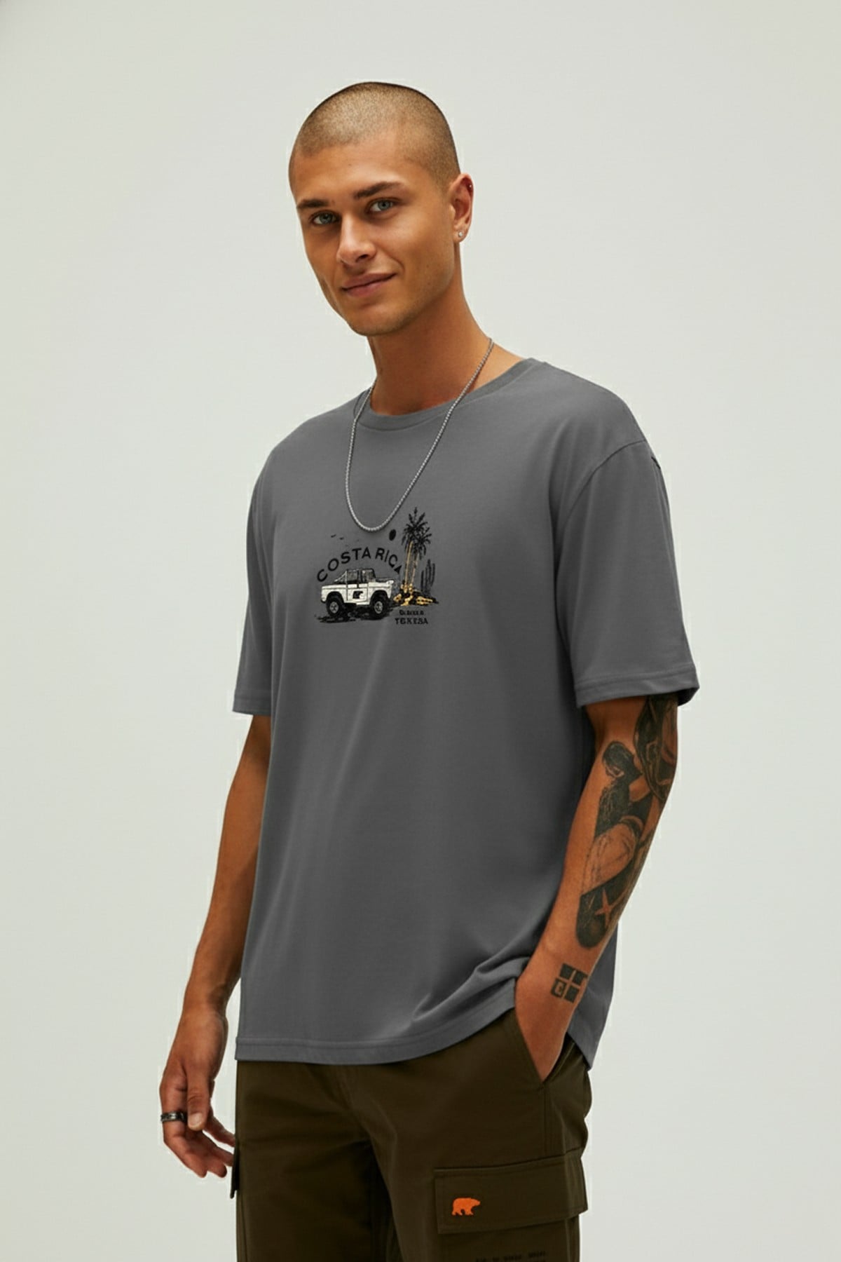 Costarıca Asfalt Erkek Baskılı Tişört