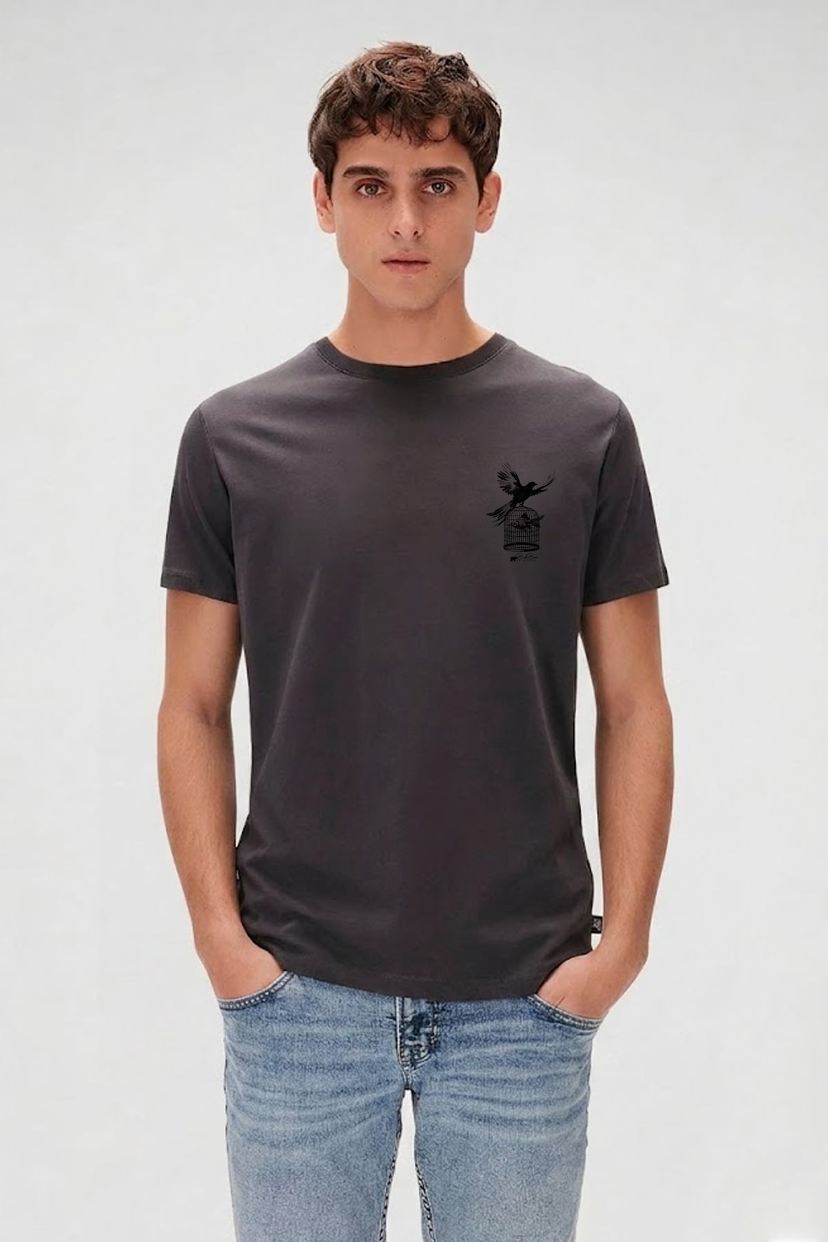 FISH DREAM T-SHIRT PRINTED T-SHIRT ANTRASİT  MAN T-SHIRT FISH DREAM T-SHIRTFISH DREAM T-SHIRT