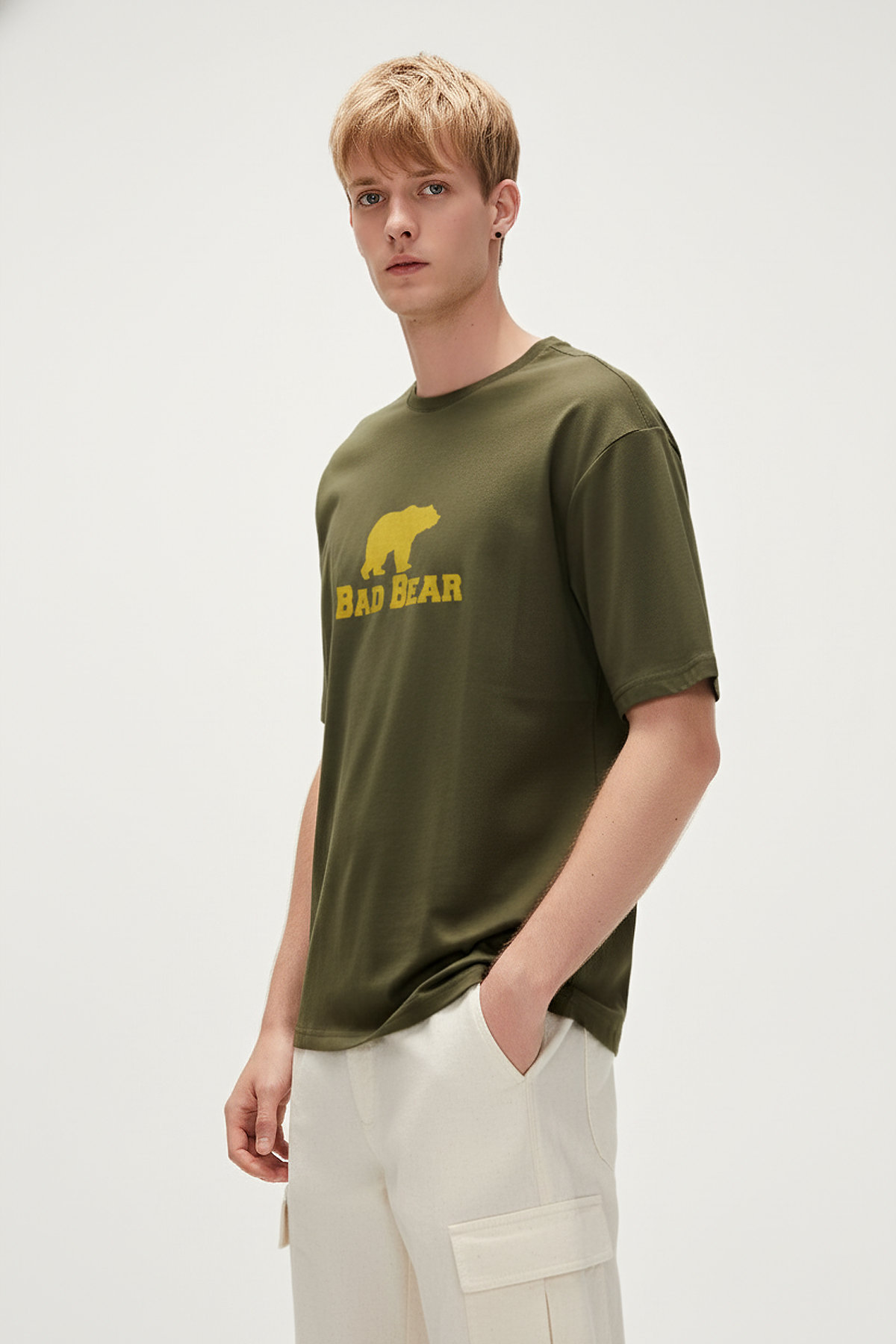 MUSCLE BASIC T-SHIRT PRINTED T-SHIRT HAKİ  MAN T-SHIRT MUSCLE BASIC T-SHIRTMUSCLE BASIC T-SHIRT