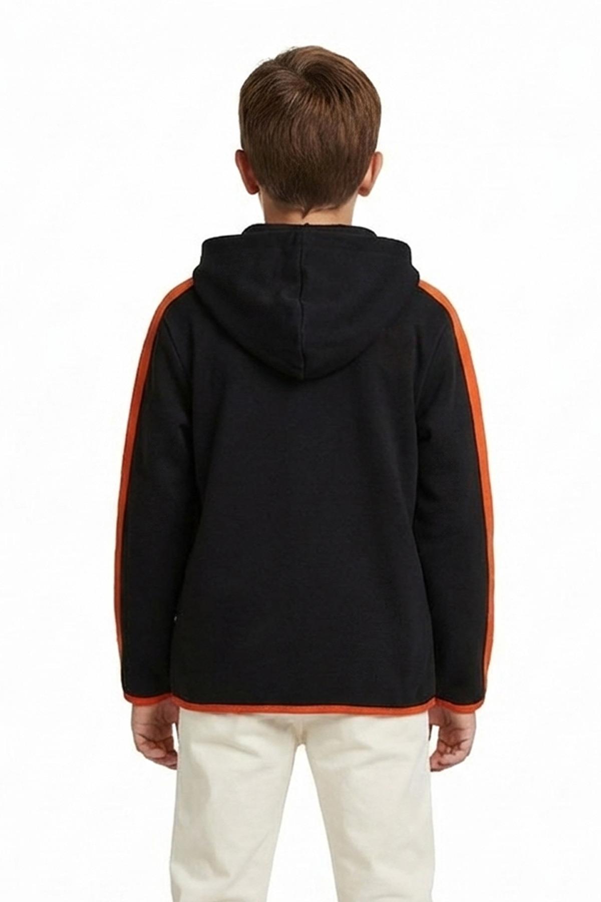 Darrel Full-Zip Siyah Çocuk Kapüşonlu Sweatshirt