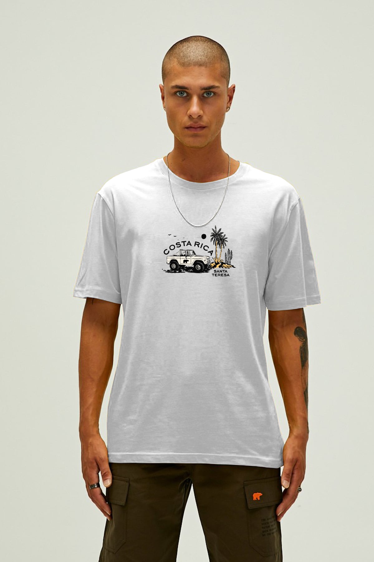 Costarıca Beyaz Erkek Baskılı Tişört