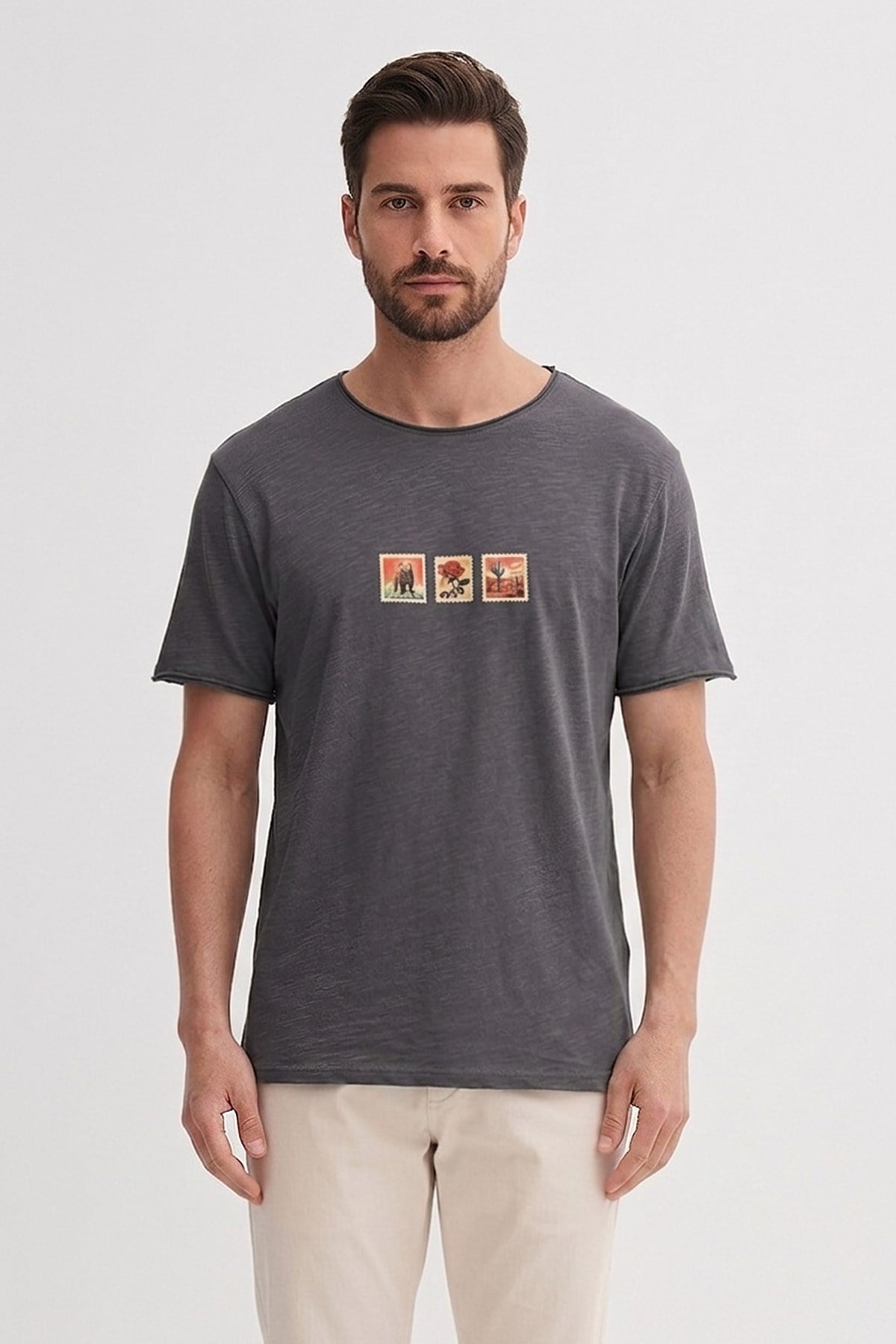 Rose Asfalt Erkek Baskılı Tişört