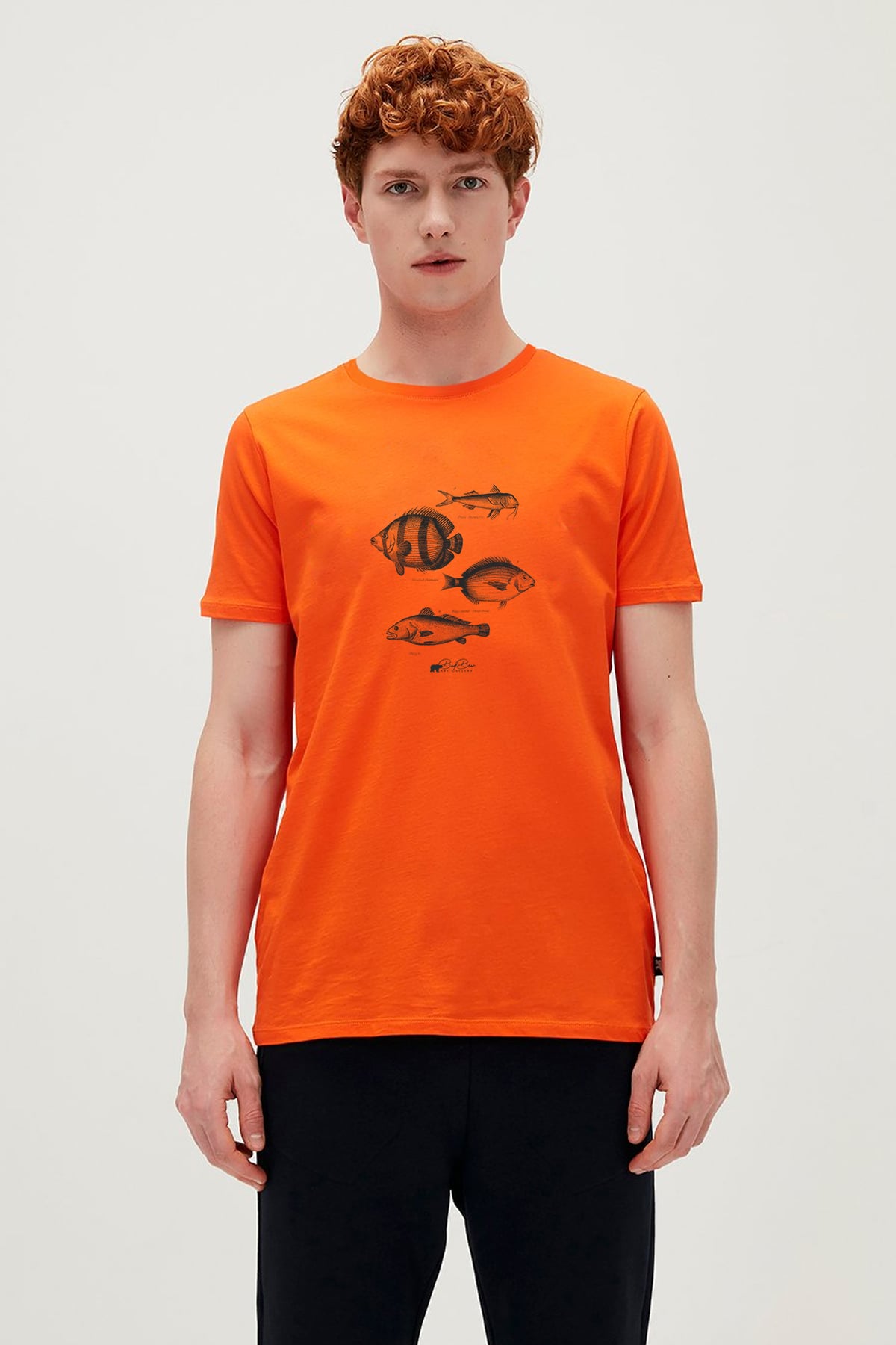 Drawıng Fish Turuncu Erkek Baskılı Tişört