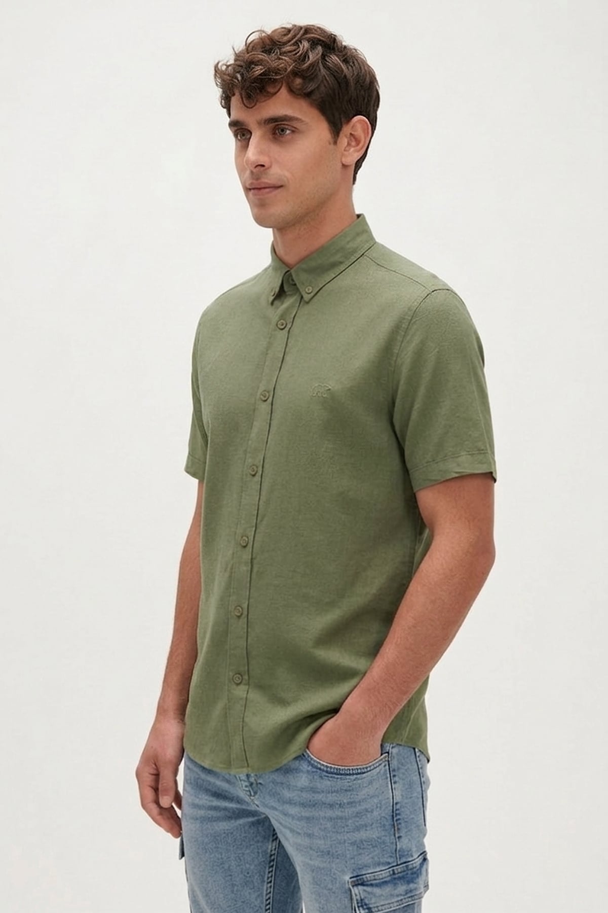 DRAFTY SHIRT BASIC SHIRT SOLUK YEŞİL DÜĞMELİ MAN SHIRT DRAFTY SHIRTDRAFTY SHIRT