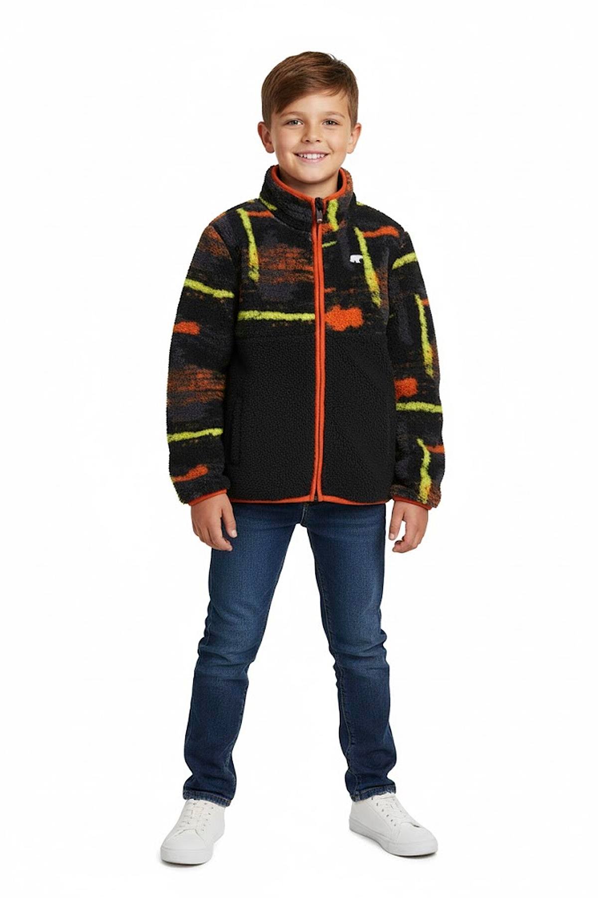 Vernon Siyah Çocuk Full-Zip Polar Sweatshirt