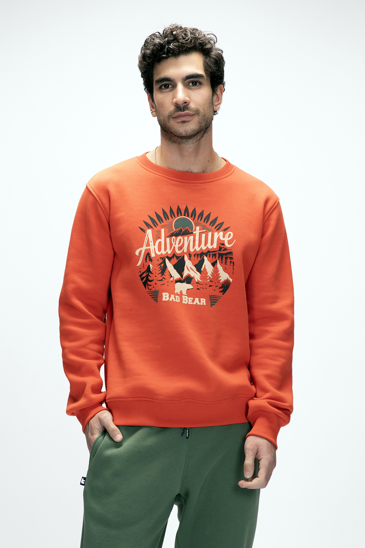 Adventure Tarçın Crewneck Erkek Baskılı Sweatshirt