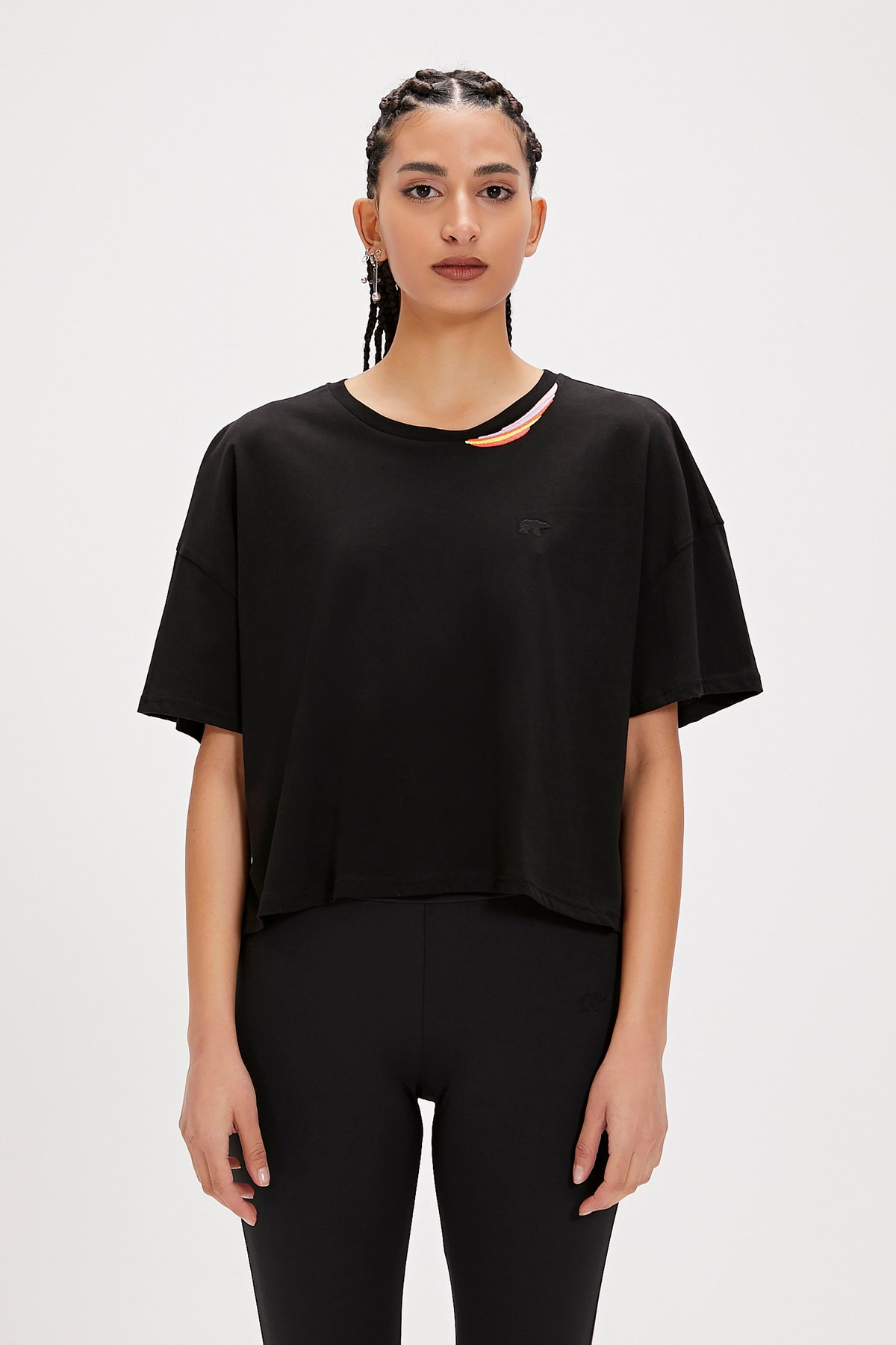 Amanda Siyah Basic Kadın Tişört