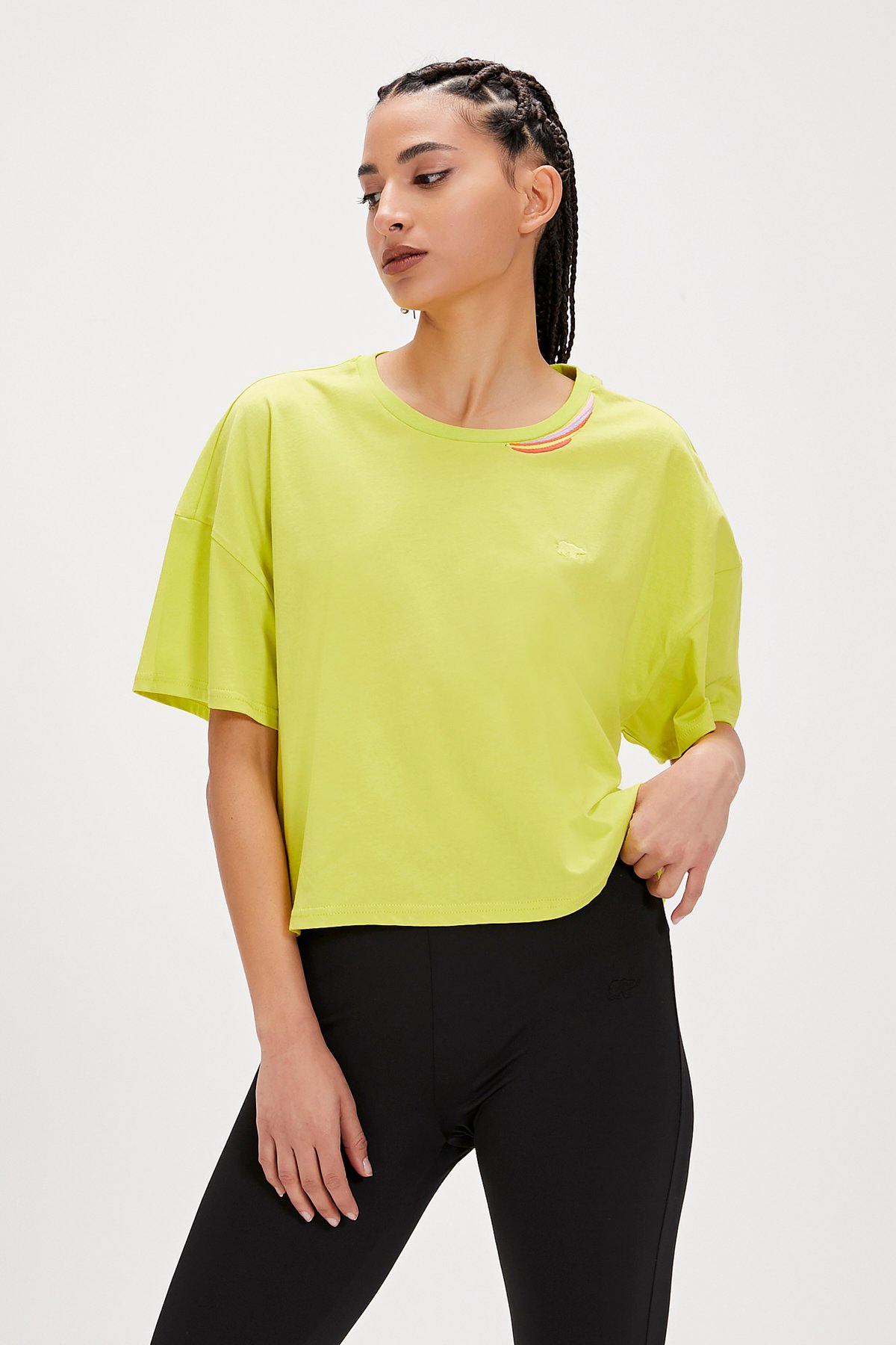 Amanda Yeşil Basic Kadın Tişört