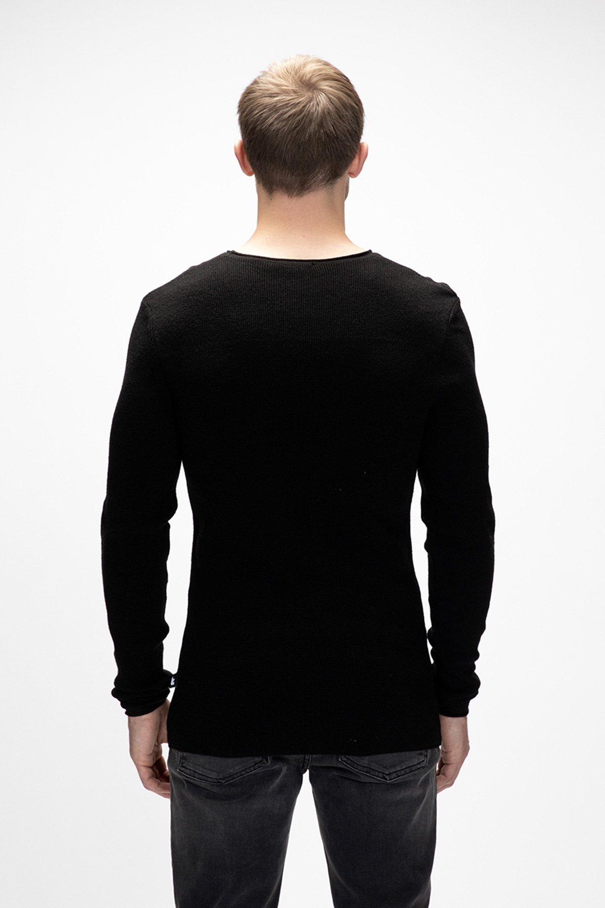 Tender Siyah Bisiklet Yaka Erkek Triko Kazak