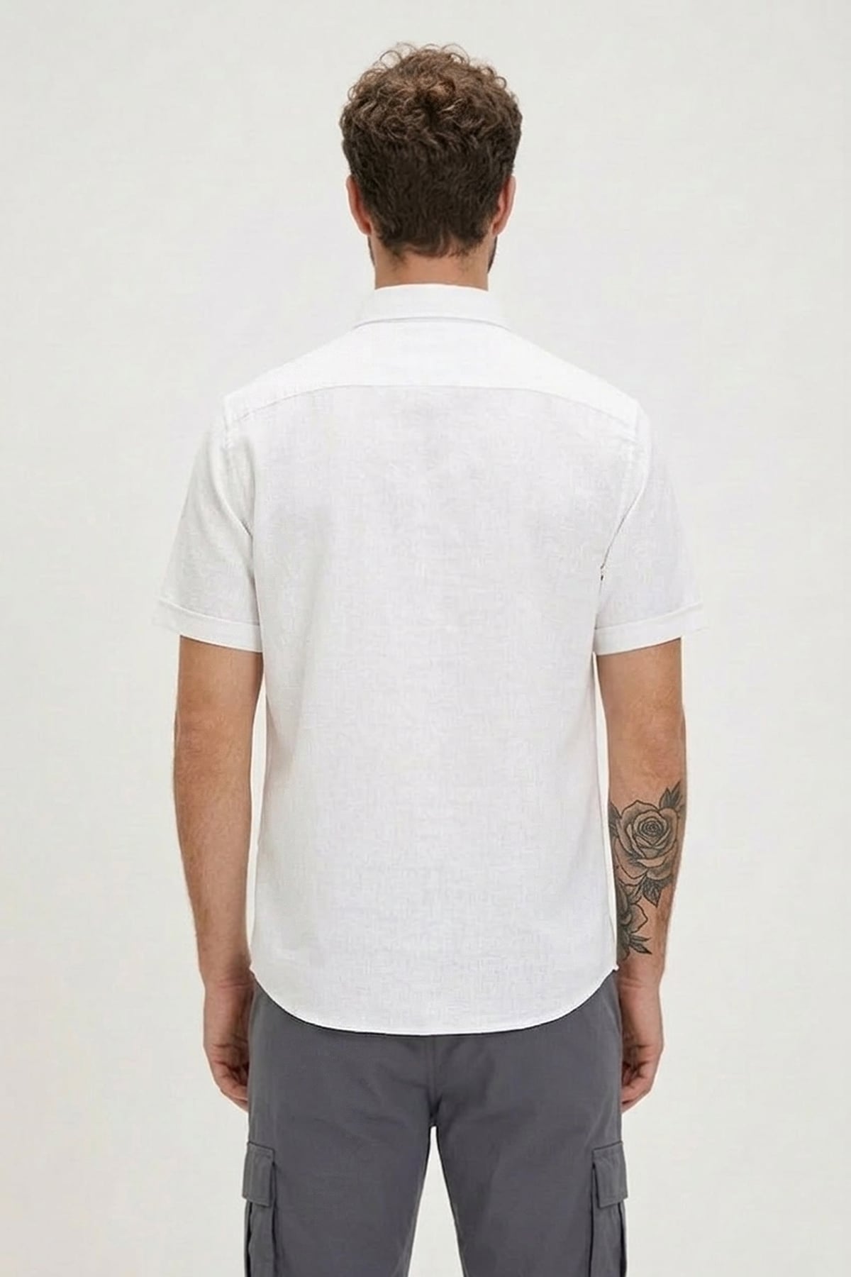 Drafty Beyaz Kısa Kollu Erkek Gömlek