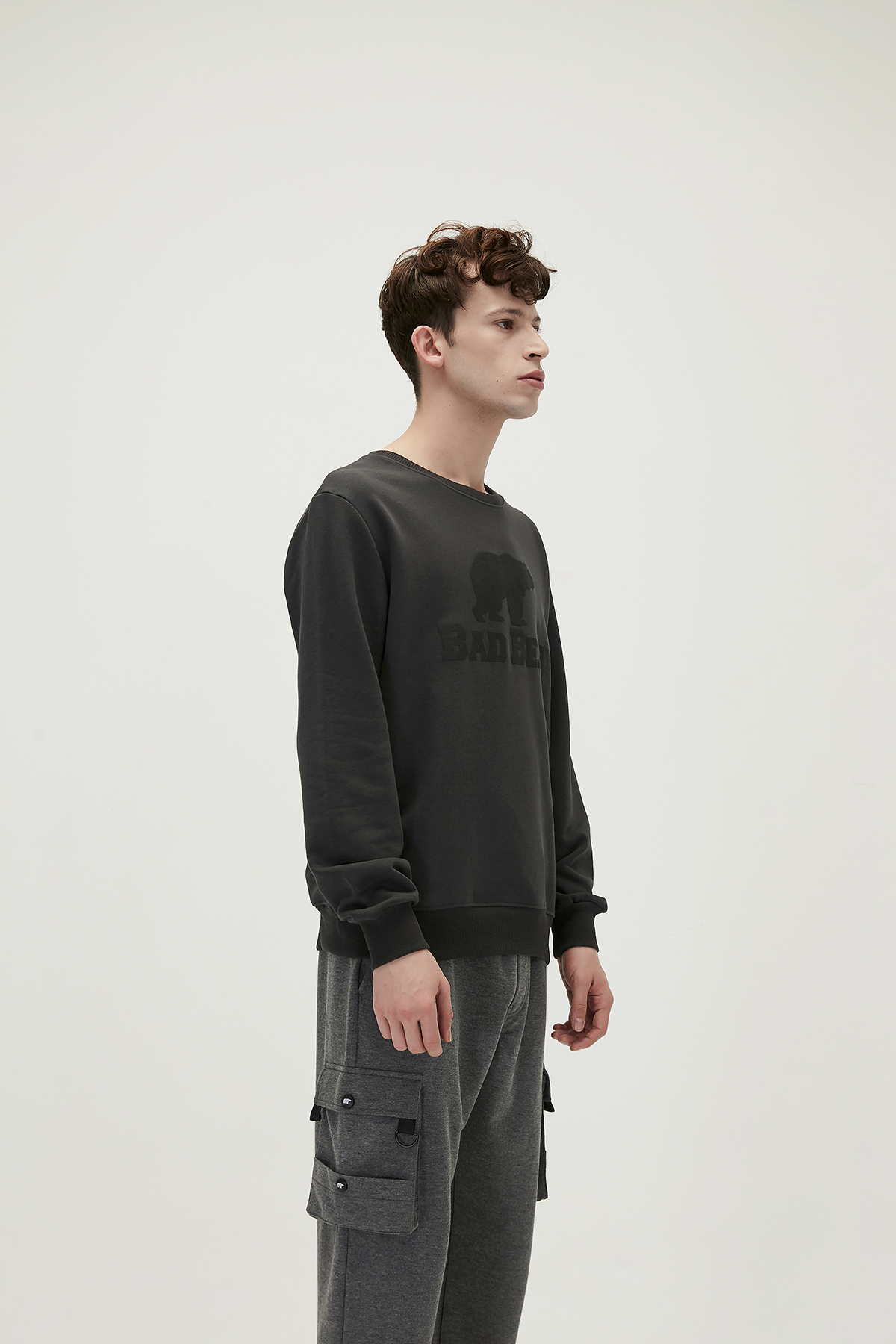 Bad Bear Crewneck Antrasit Baskılı Erkek Sweatshirt