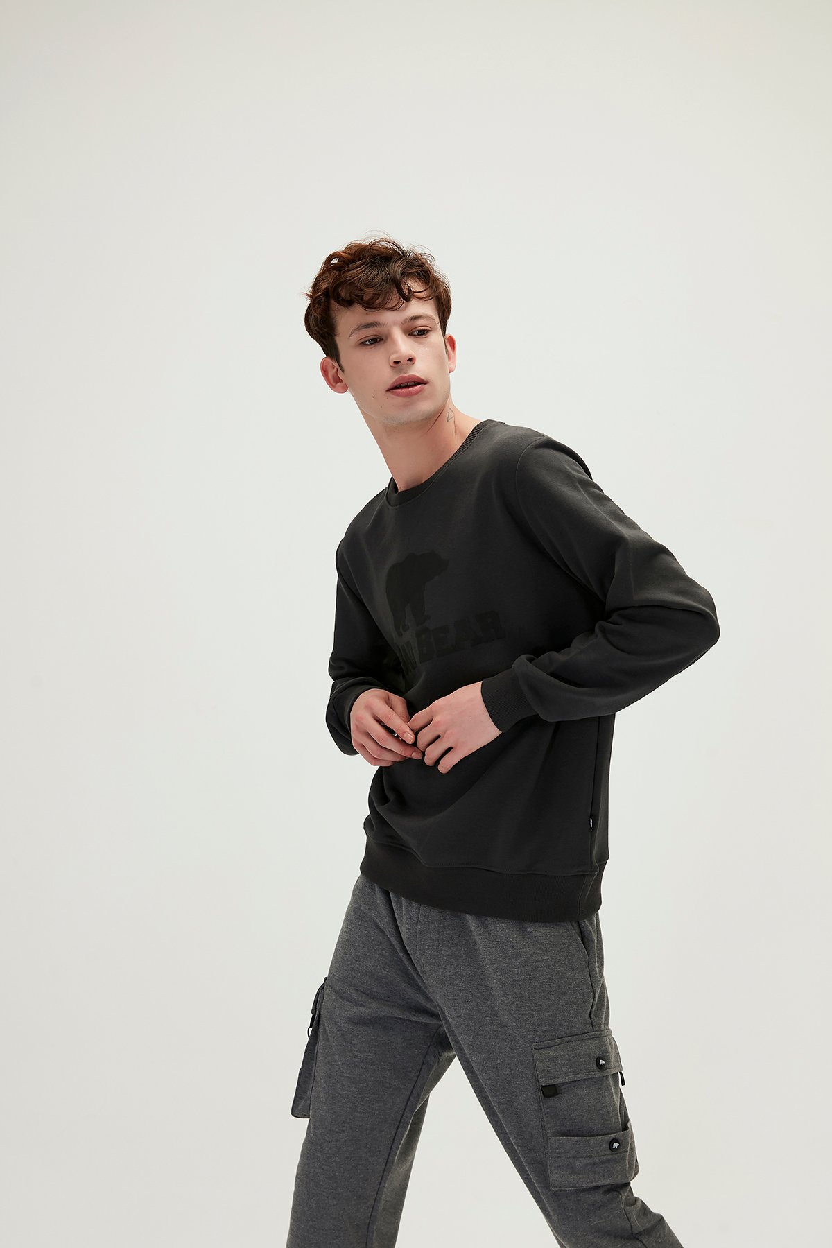 Bad Bear Crewneck Antrasit Baskılı Erkek Sweatshirt