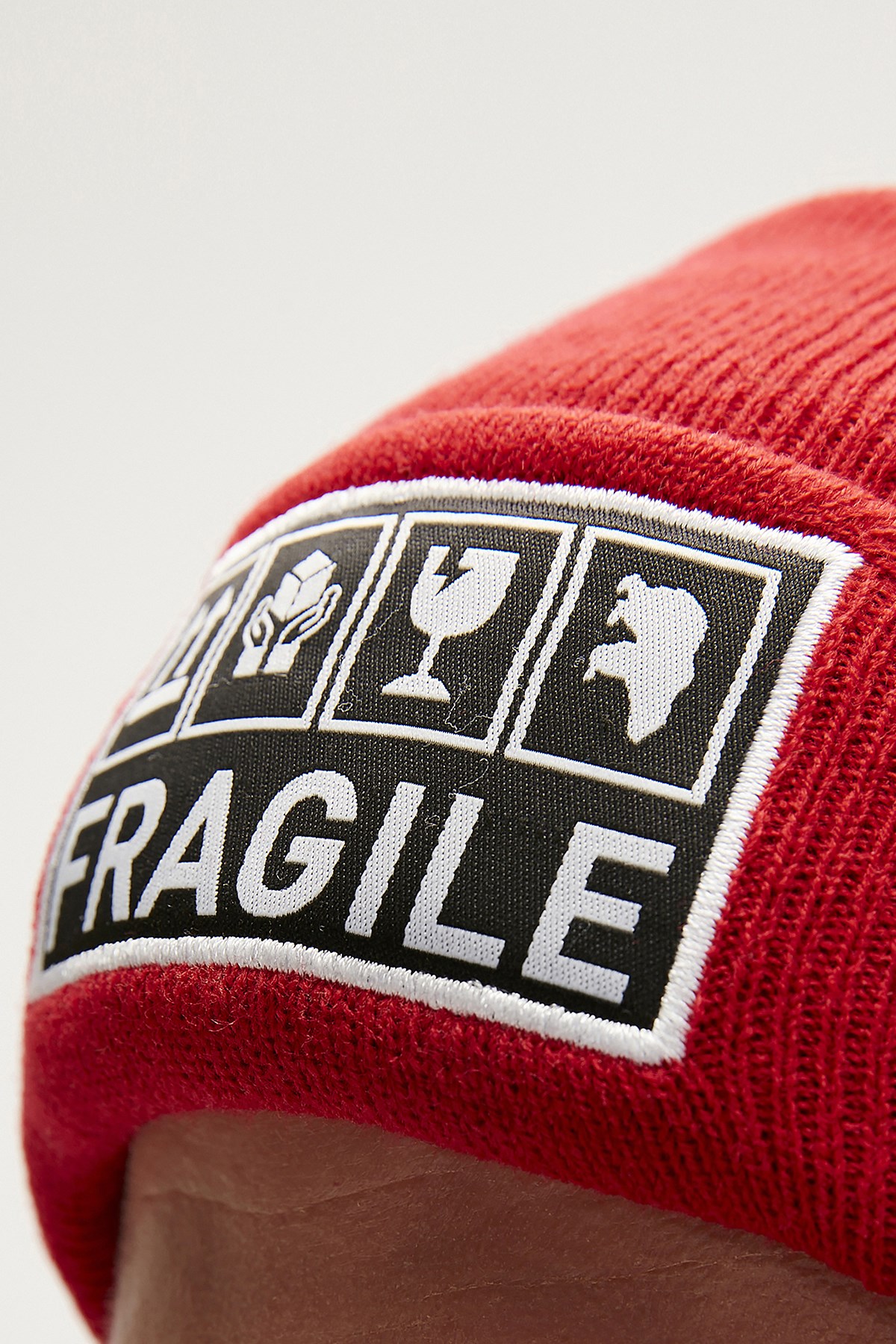 Fragile Crimson Red Beanie