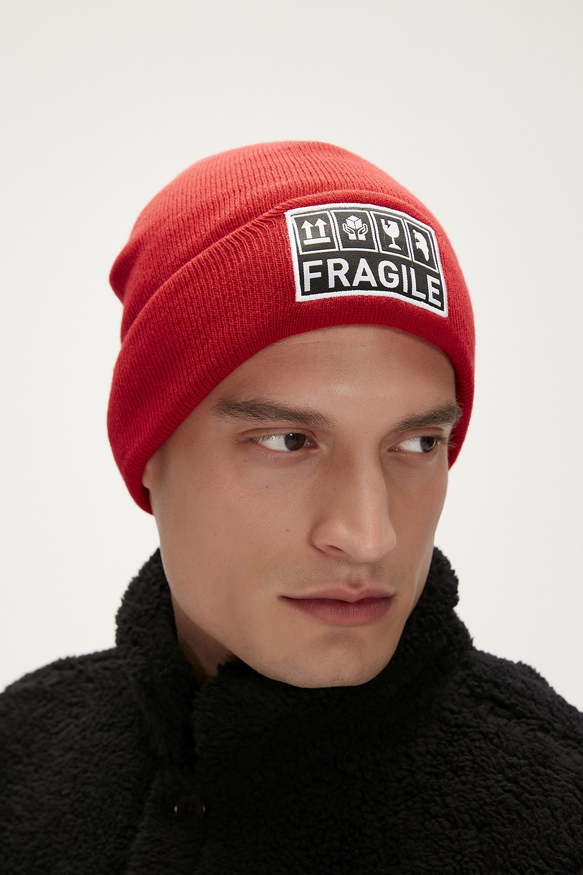 Fragile Crimson Red Beanie