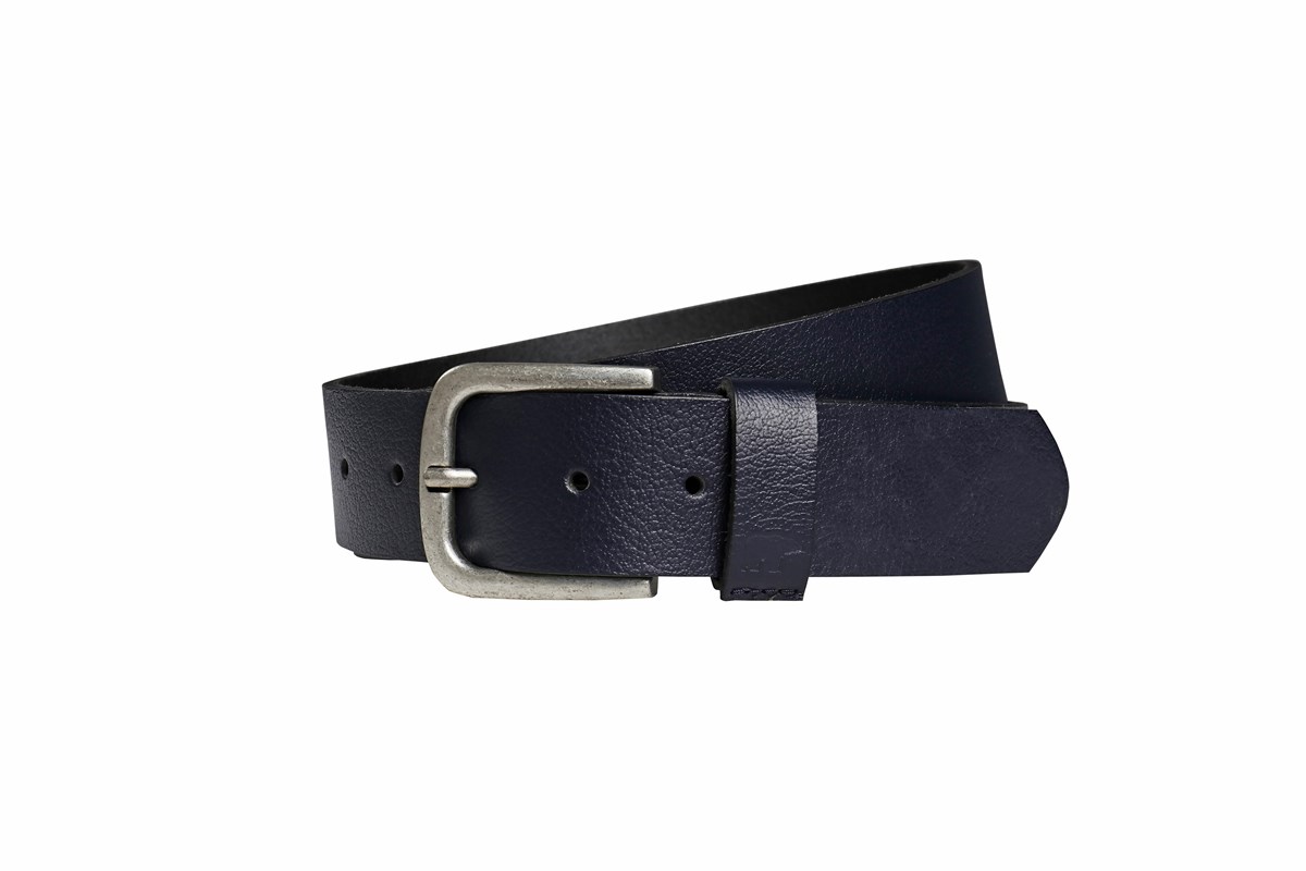 Point Leather Belt Navy Blue