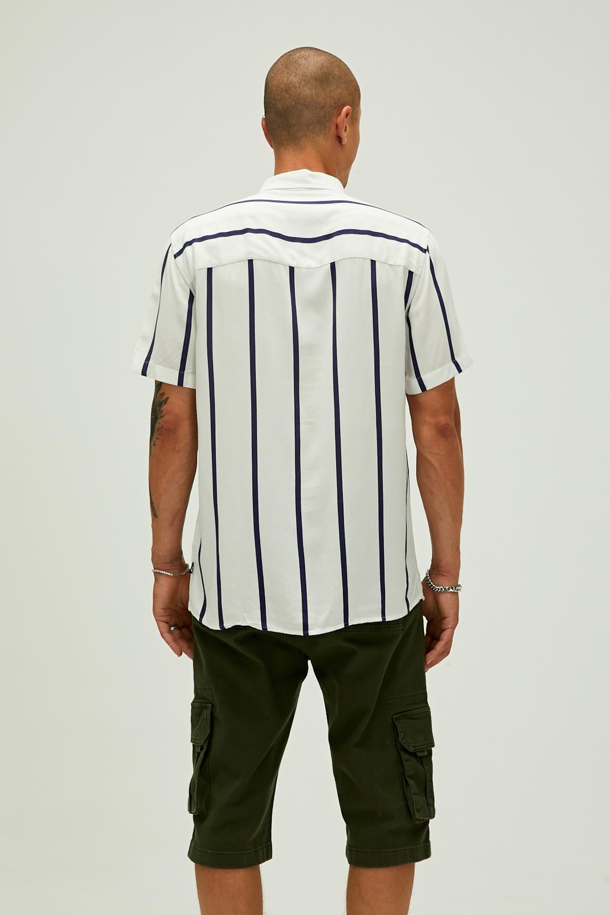 Sergio Off-White Mens Short Sleeve Shirt