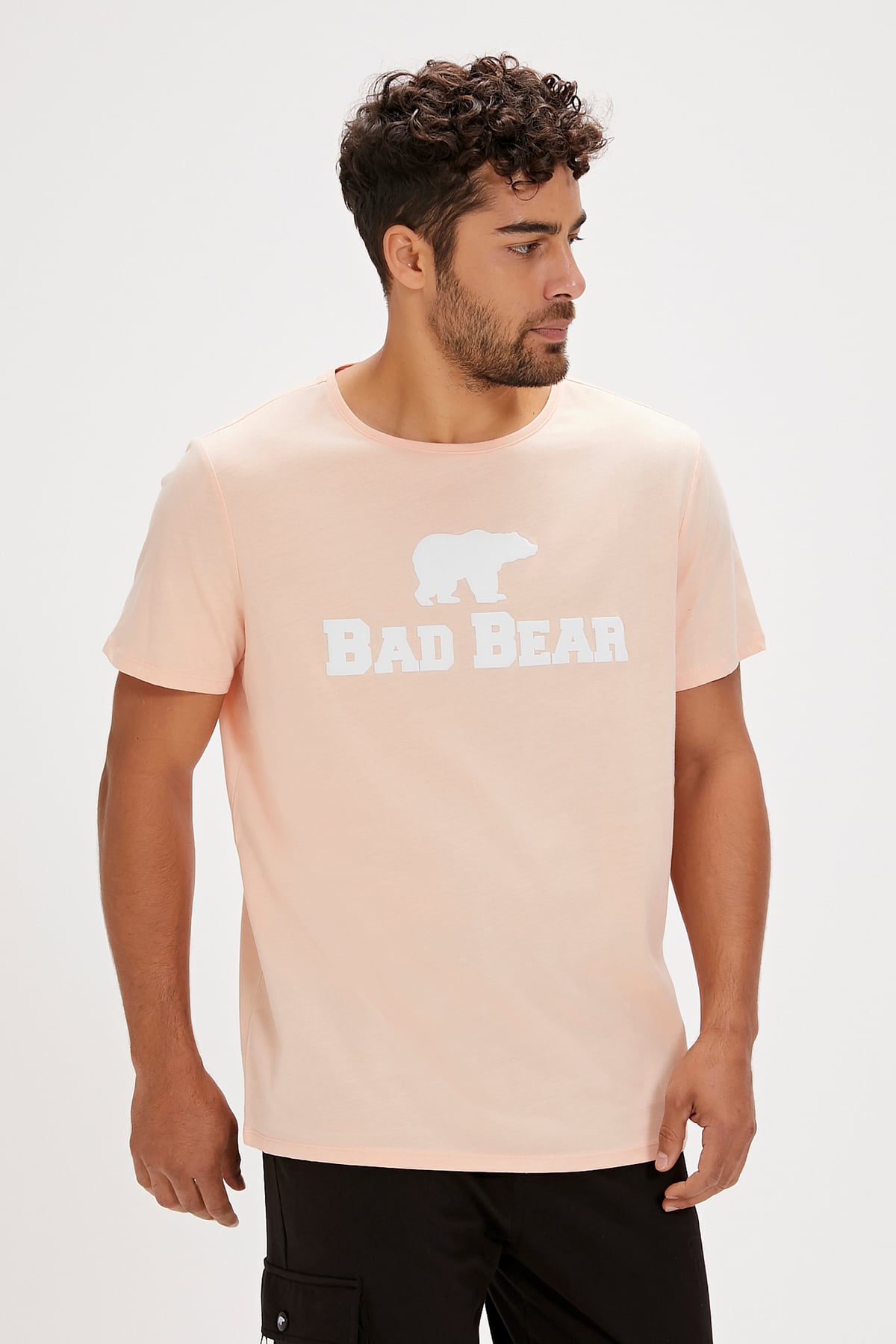 Bad Bear Tee Pembe Logo Baskılı Erkek Tişört