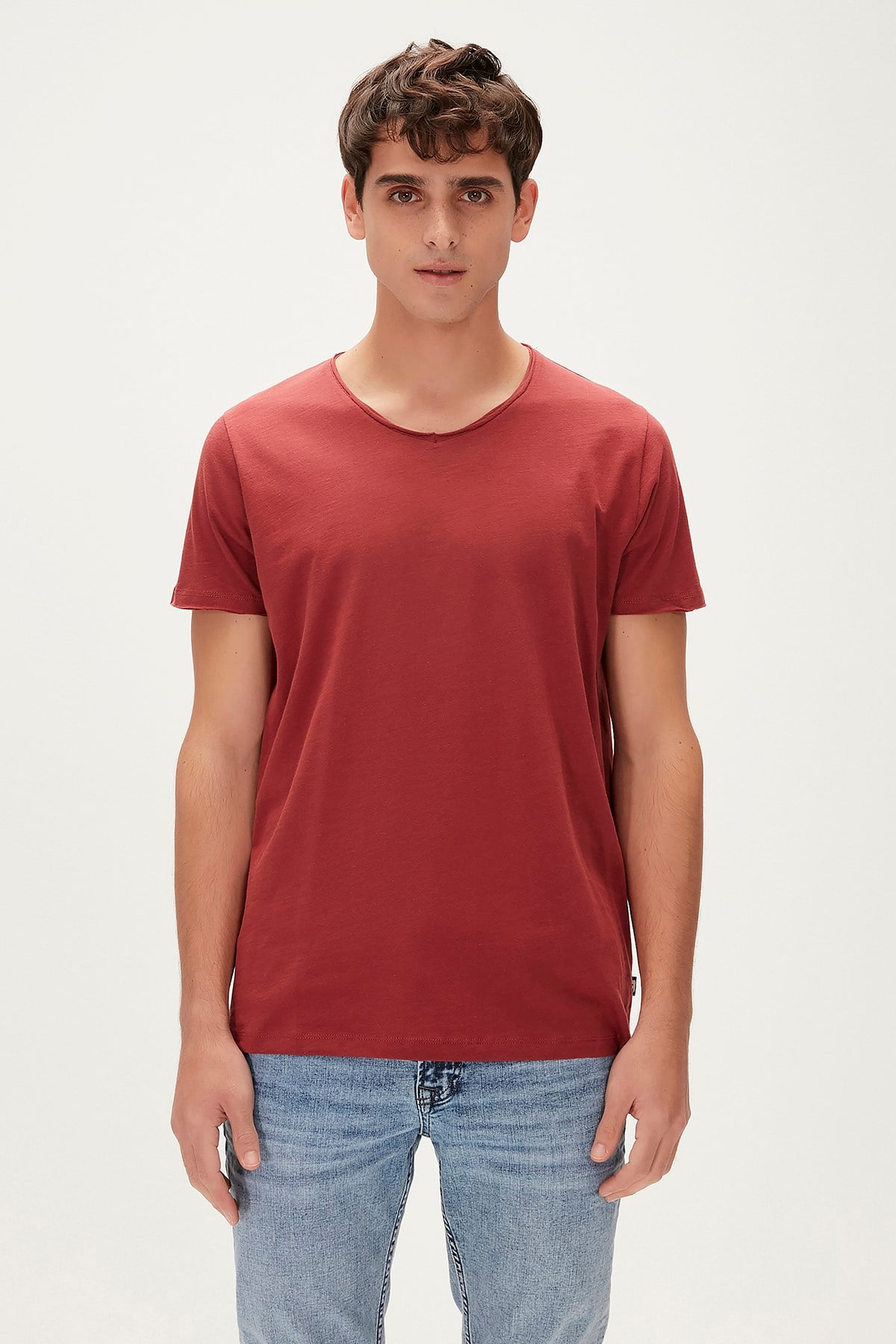 Bad Bear V-Neck Maroon Basic Mens T-Shirt