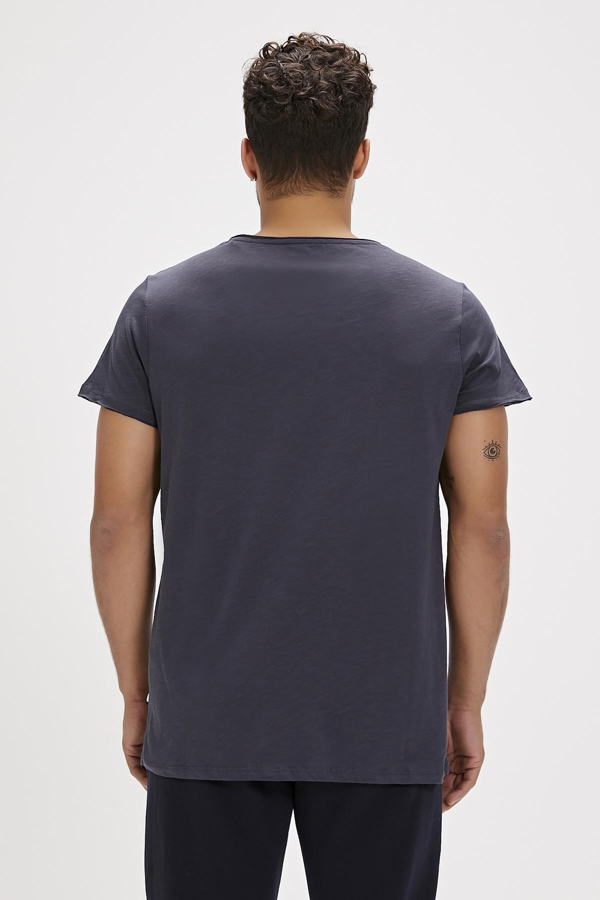 Bad Bear V-Neck T-Shirt Antrasit Basic Erkek Tişört