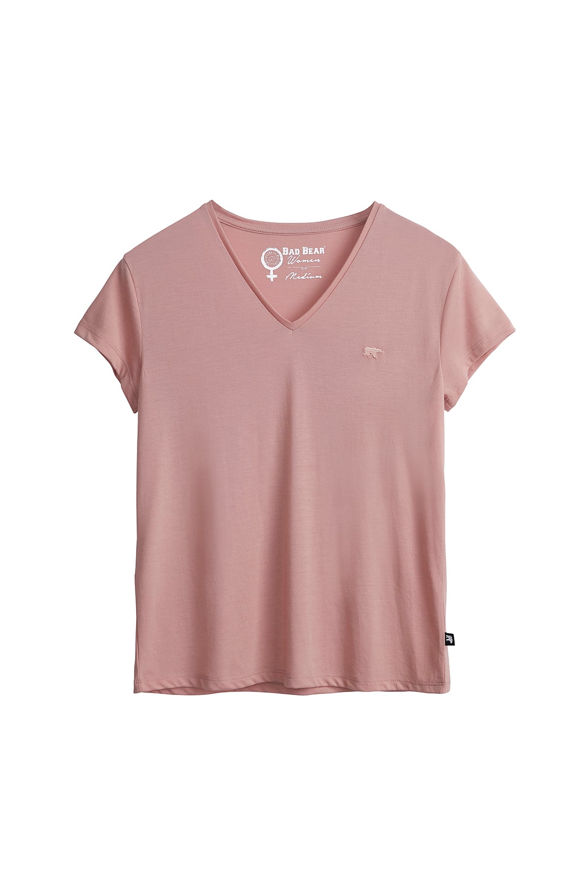 Violet V-Neck T-Shirt Pudra Pembe Basic Kadın Tişört