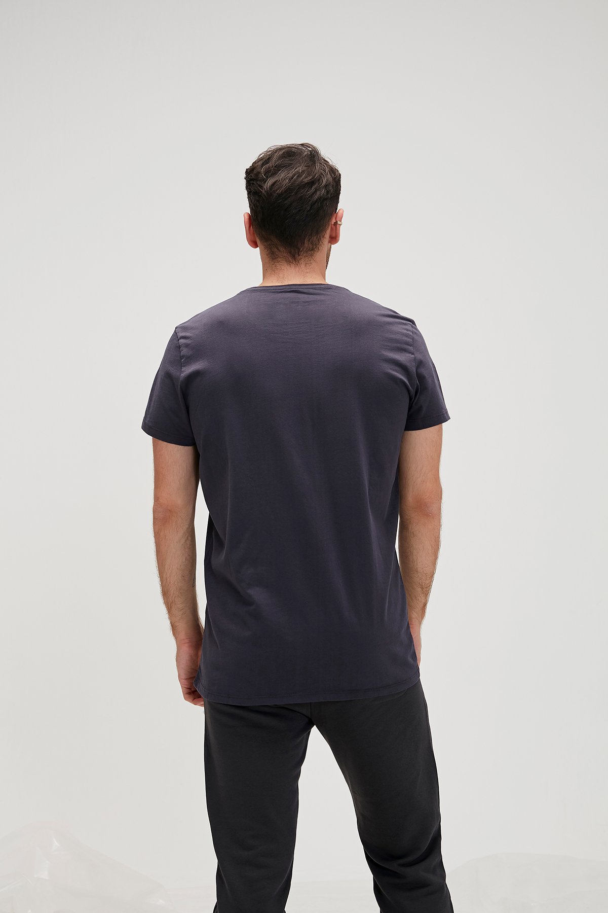 Solid T-Shirt Antrasit Basic Erkek Tişört 