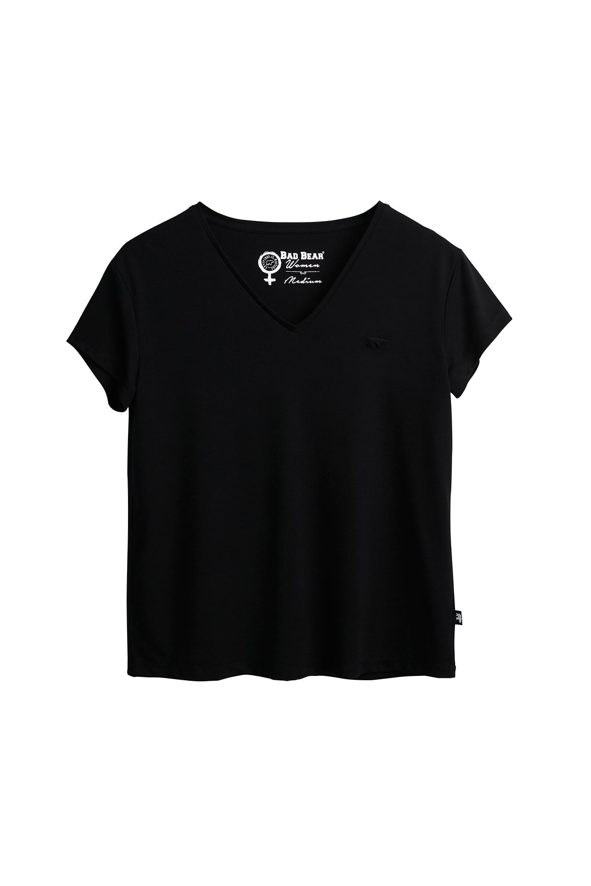 Violet V-Neck T-Shirt Siyah Basic Kadın Tişört