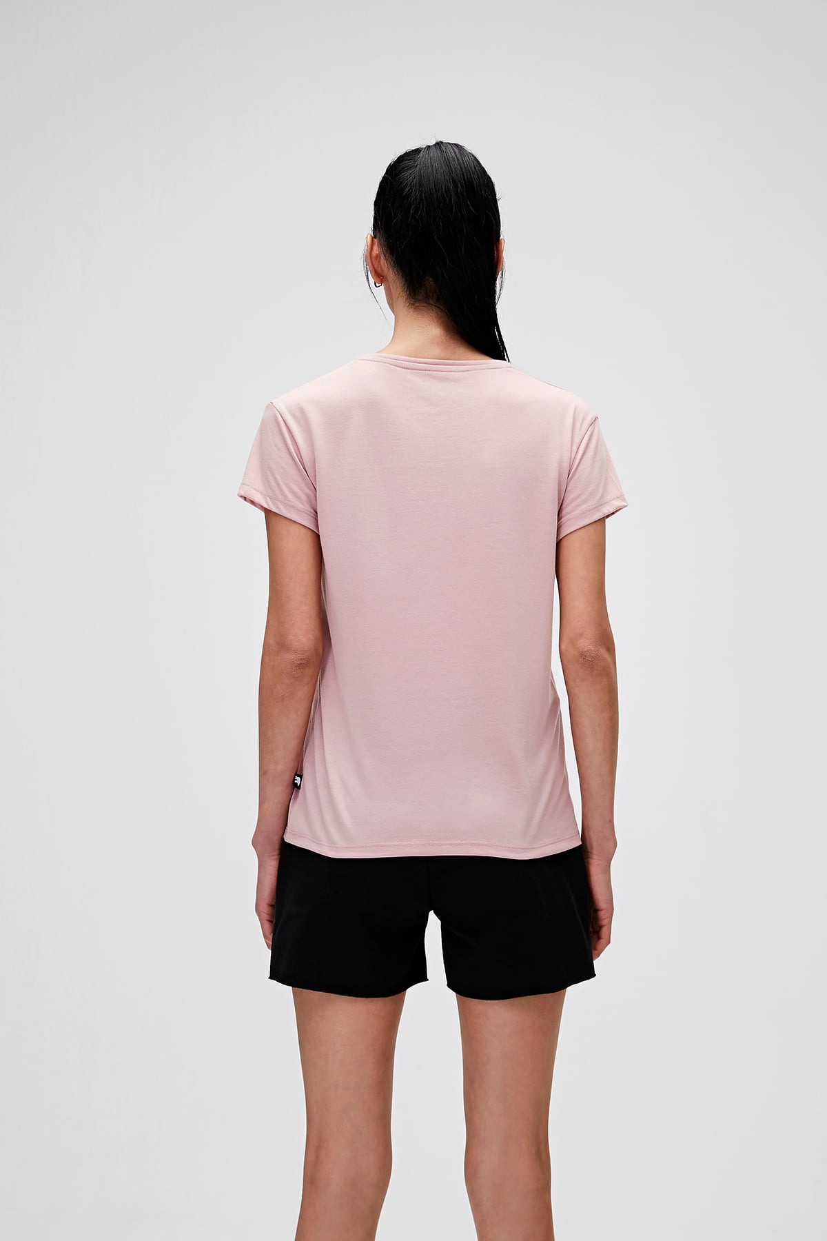 Violet V-Neck T-Shirt Pudra Pembe Basic Kadın Tişört