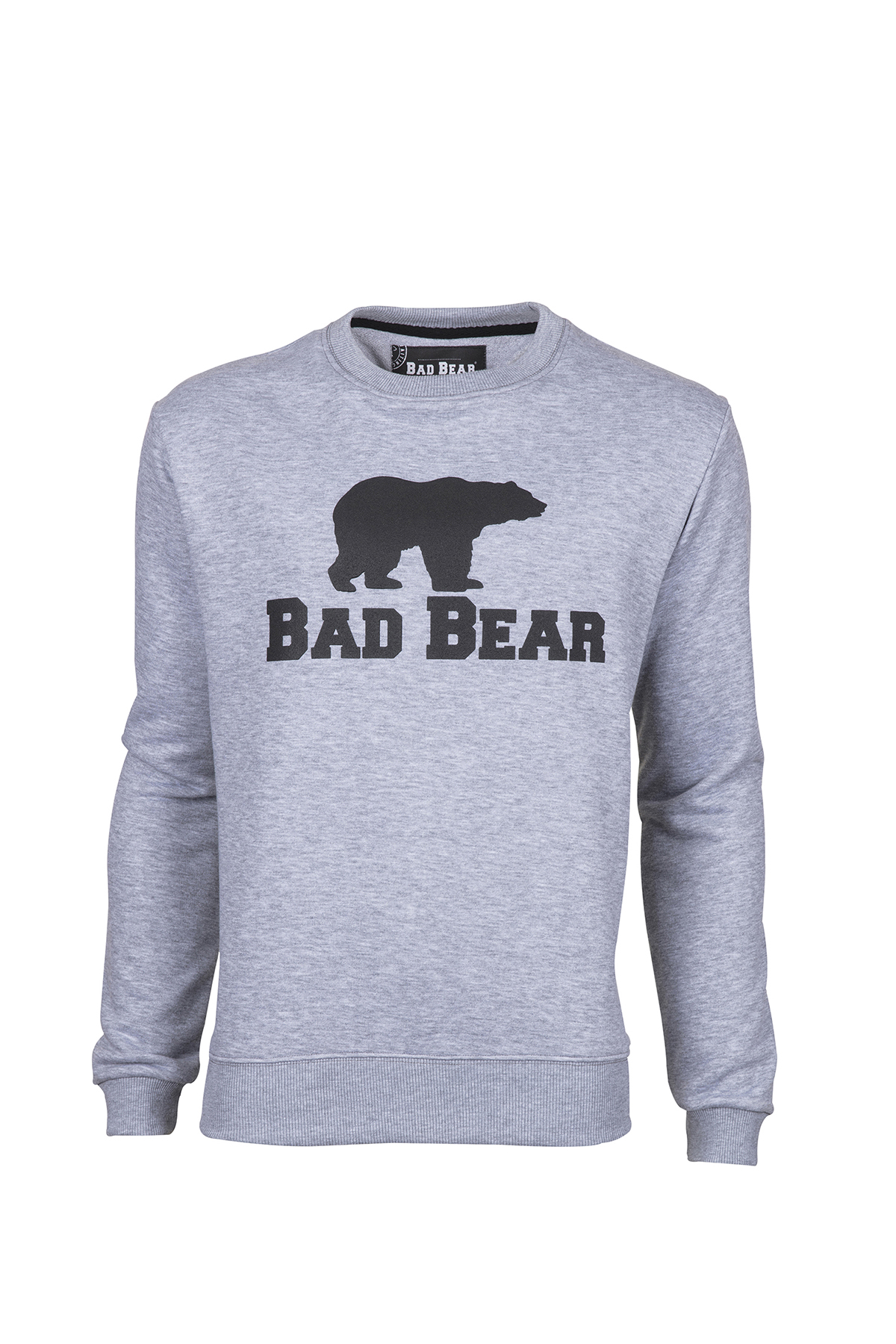 Bad Bear Crewneck Gri Melanj Baskılı Erkek Sweatshirt