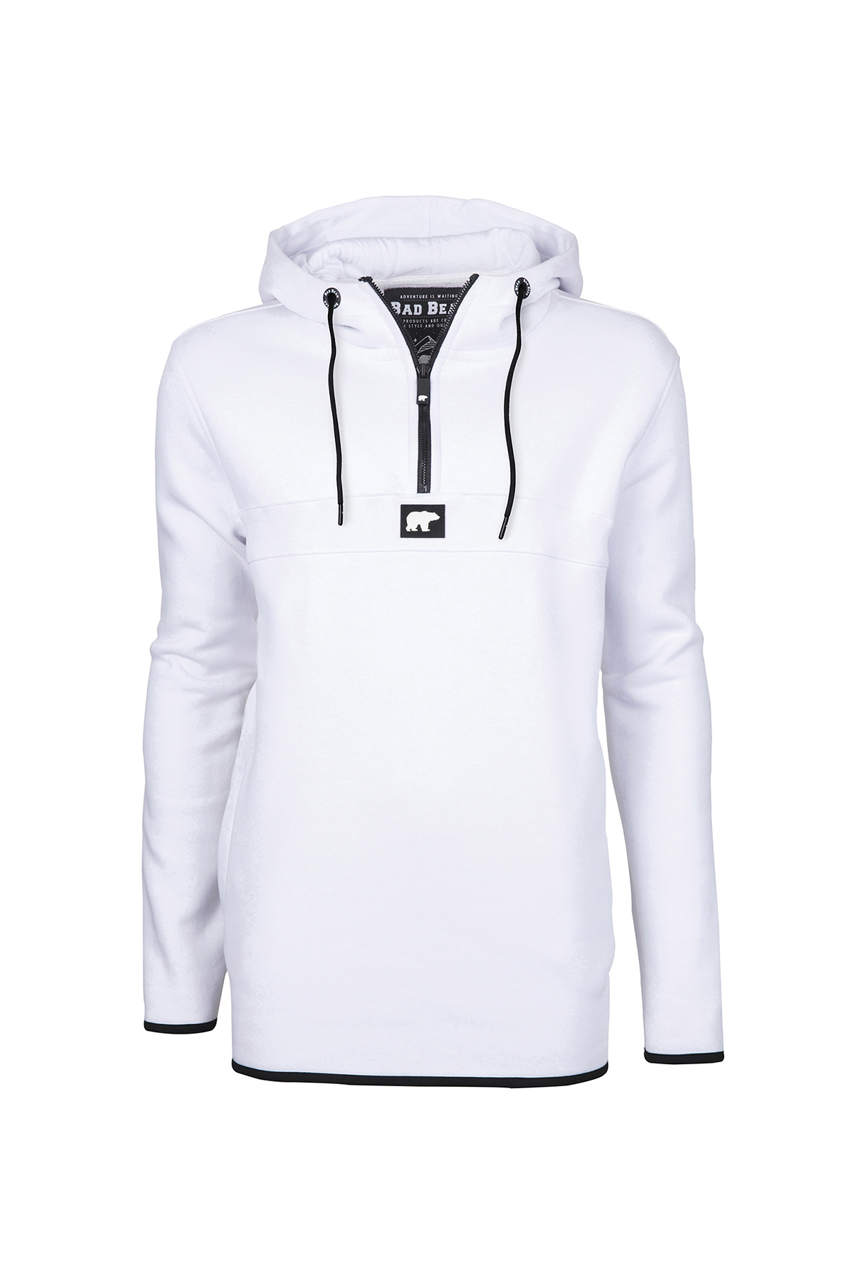 Defence Half-Zip Hoodie Beyaz Yarım Fermuarlı Kapüşonlu Erkek Sweatshirt
