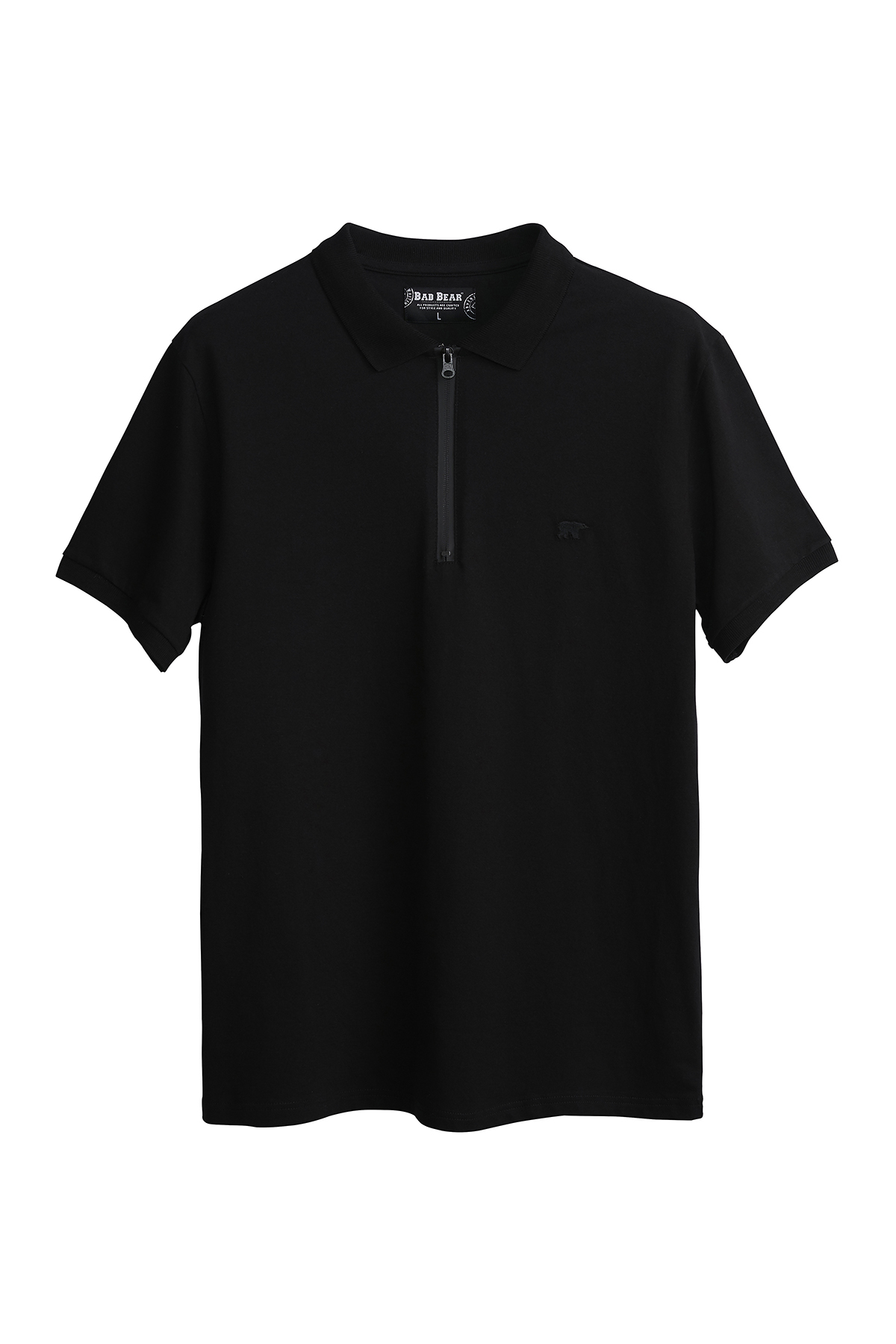 Cord Polo Black Zipper Mens Shirt